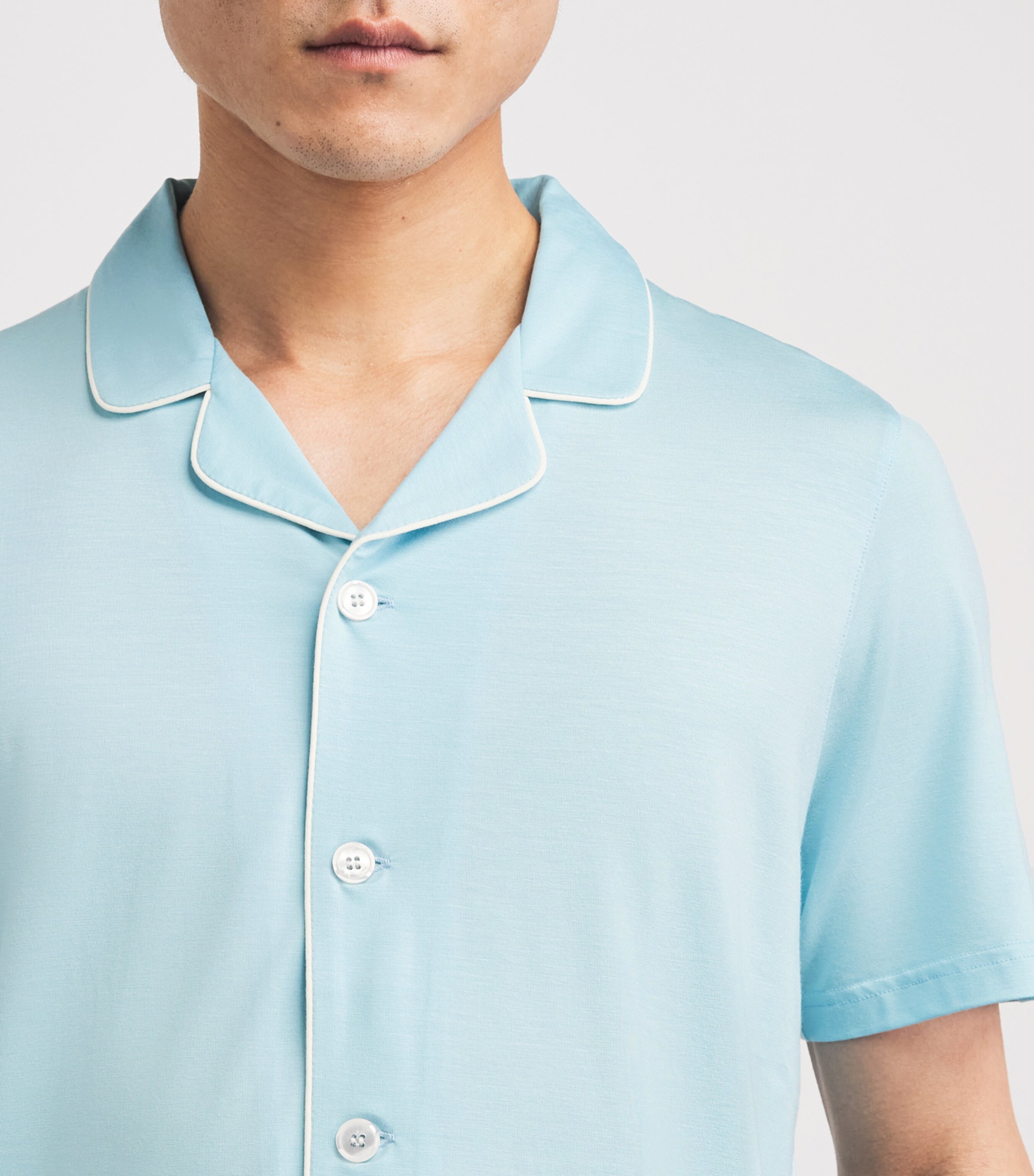 Derek Rose Mens Modal-Blend Short Basel Pyjama Set Blu Image 3