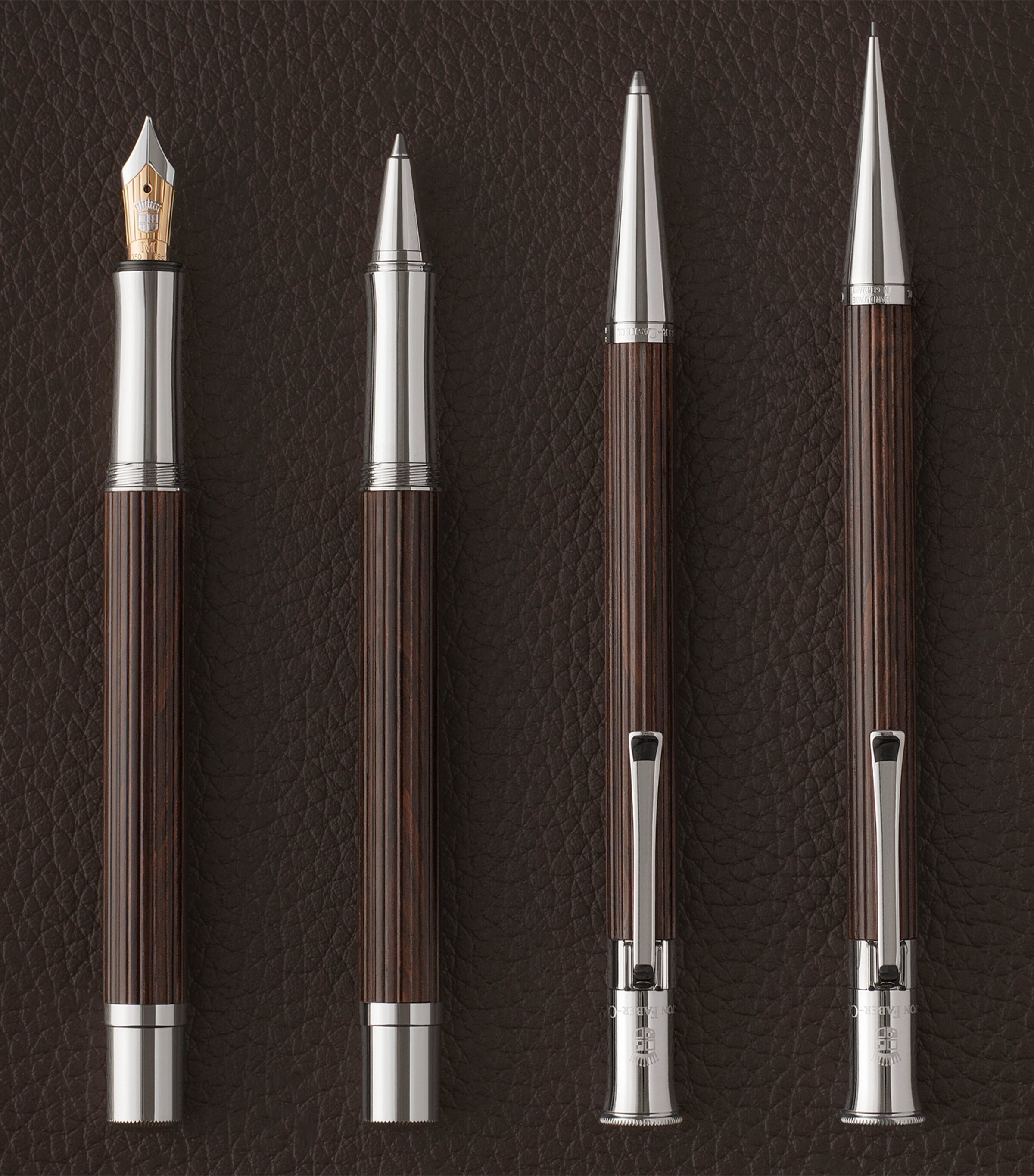 Graf von Faber-Castell Wool and Platinum-Plated Classic Rollerball Pen Dark Brown Wood Image 3
