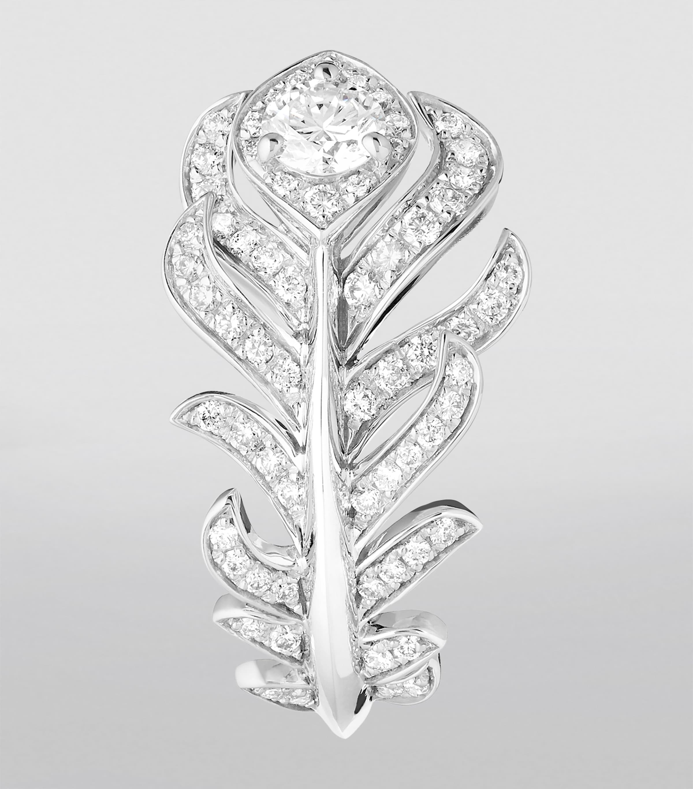 White Gold and Diamond Plume de Paon Ring WHITE GOLD Image 3