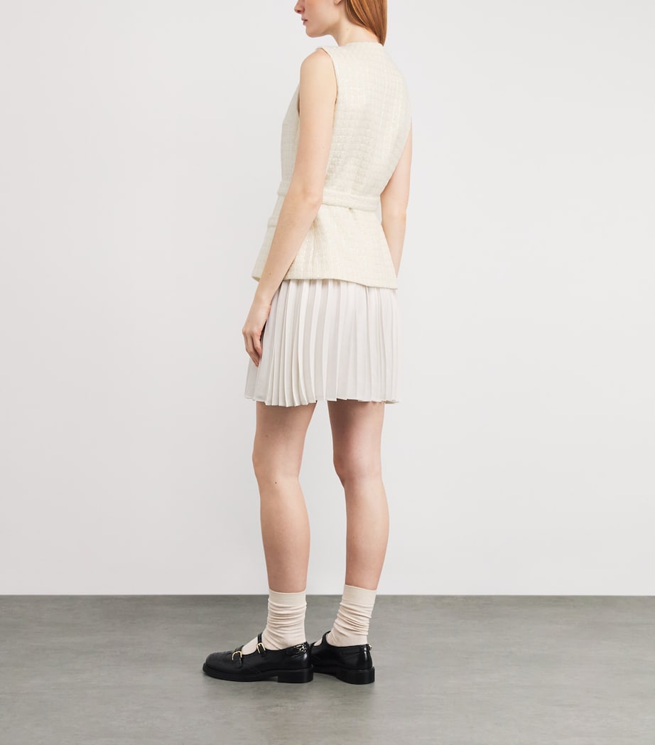 Tweed Pleated Mini Dress ECRU Image 3