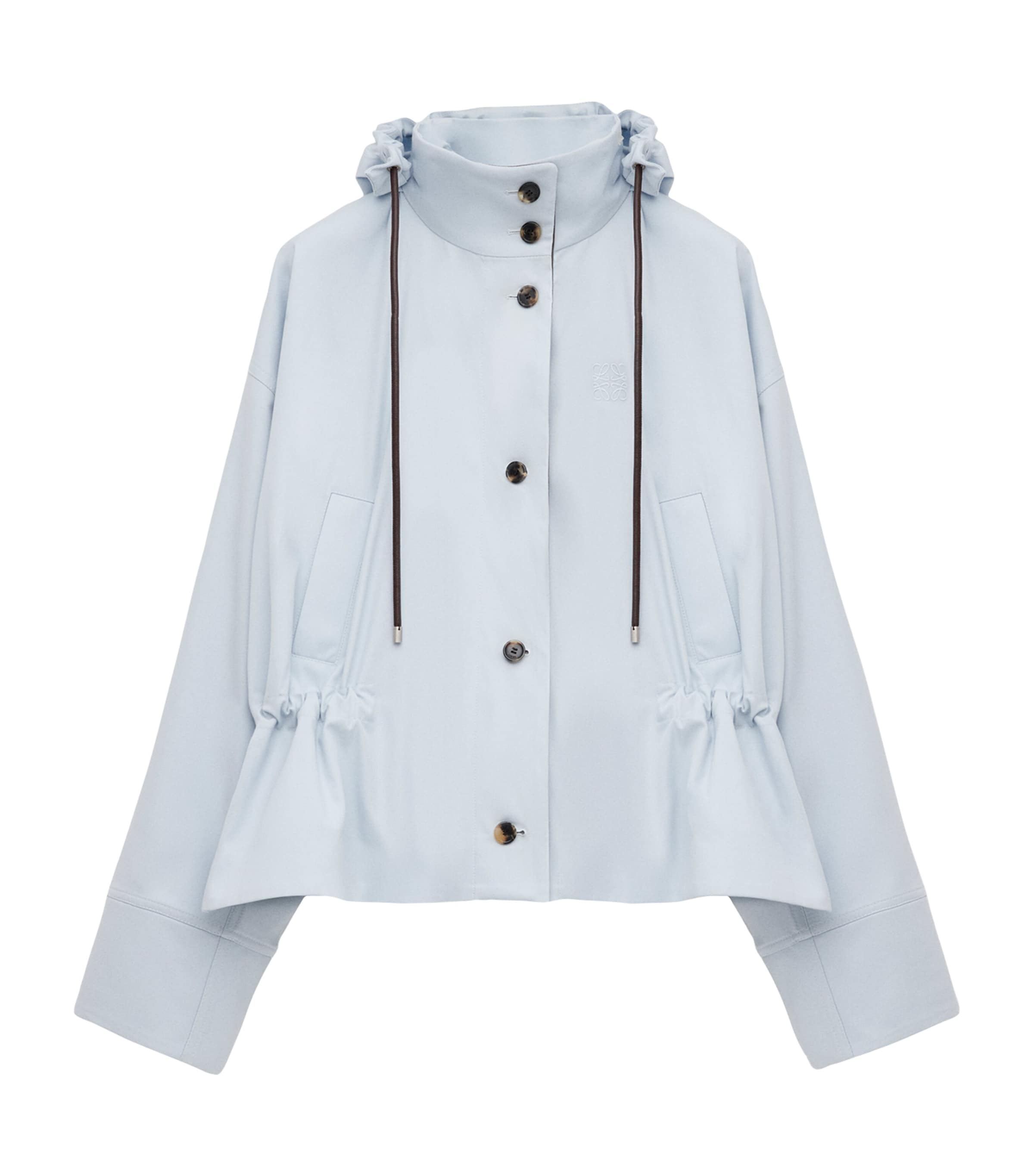 LOEWE Womens Peplum-Hem Hooded Parka Blue Image 1