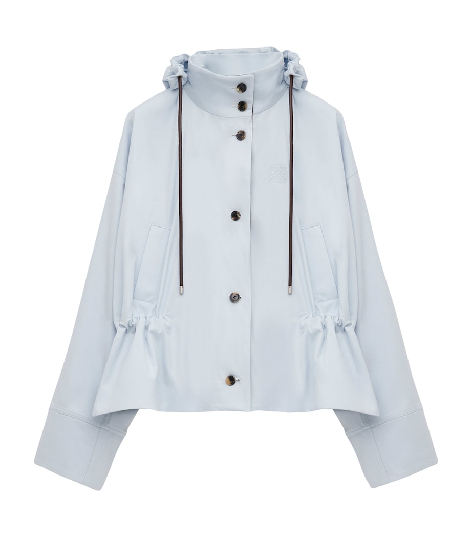 LOEWE Womens Peplum-Hem Hooded Parka Blue Image 1