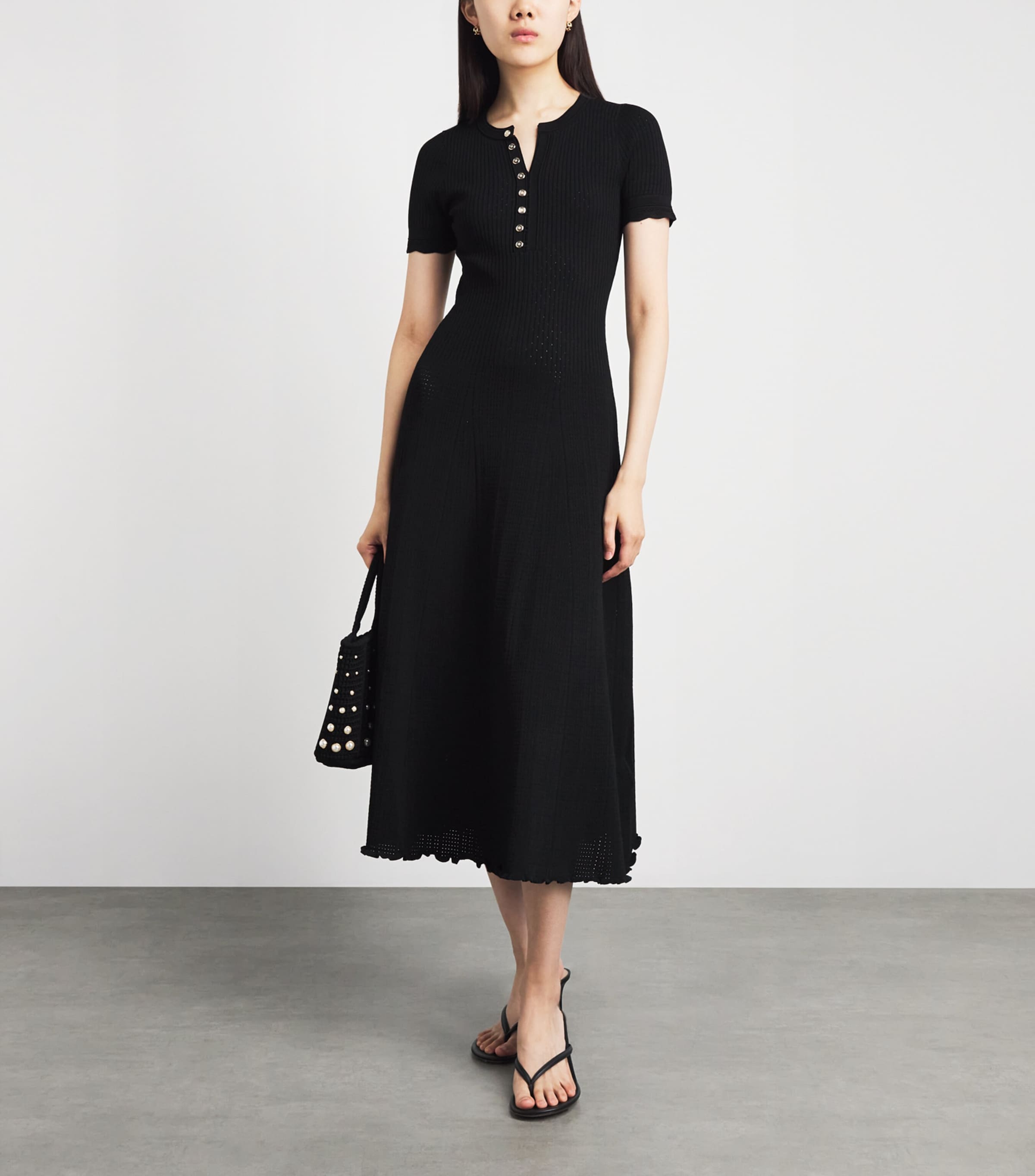 Sandro Paris Womens Knitted Midi Dress Black Image 2