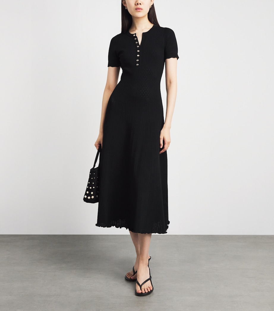 Sandro Paris Womens Knitted Midi Dress Black Image 2