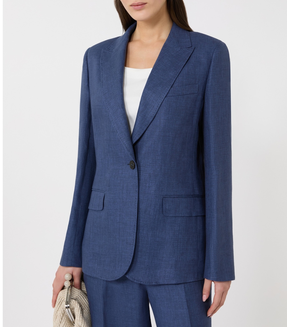 Weekend Max Mara Womens Linen Single-Breasted Blazer Navy Image 5