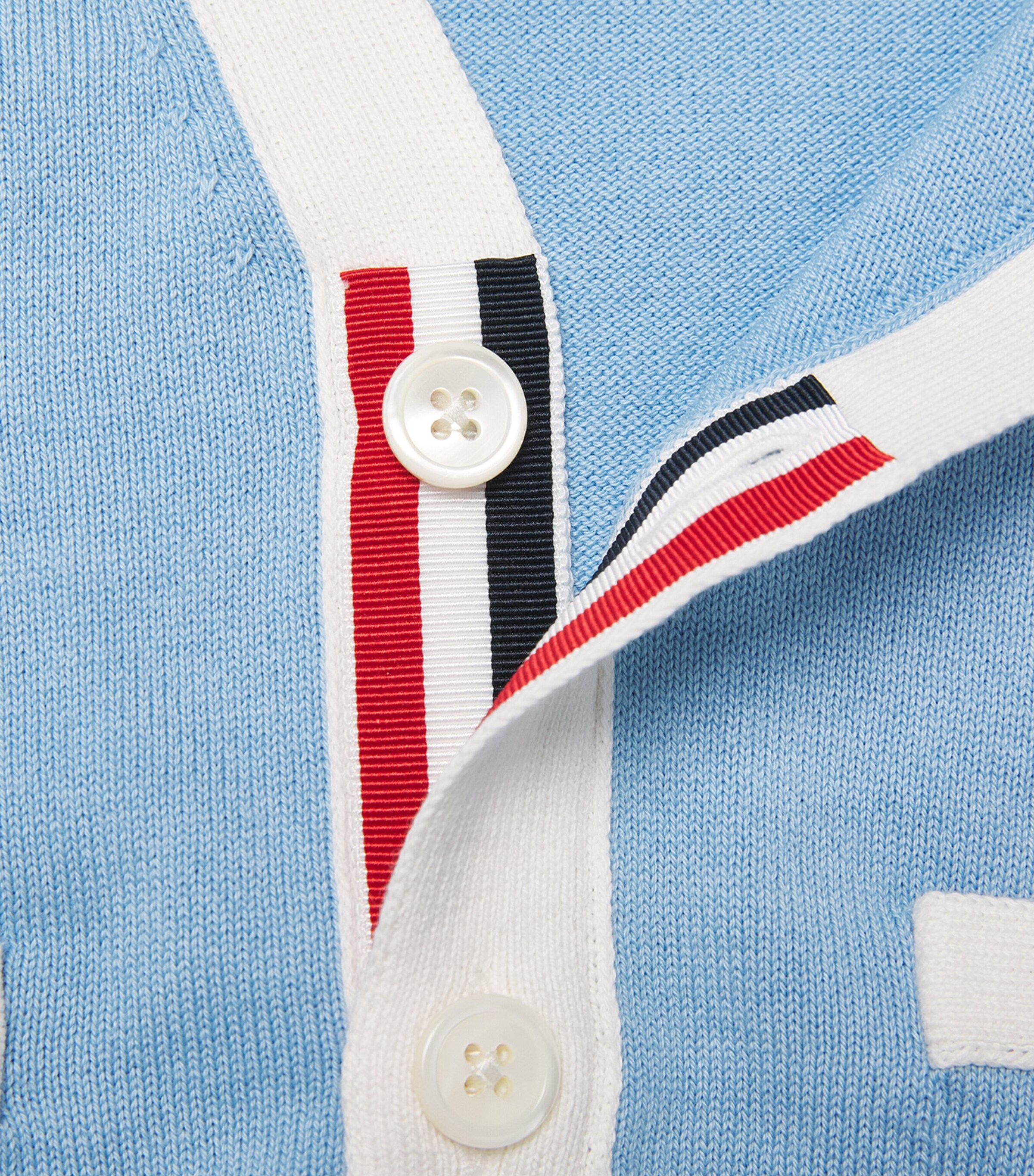 Thom Browne Kids Cotton Tricolour Cardigan (2-12 Years) Light Blue Image 3