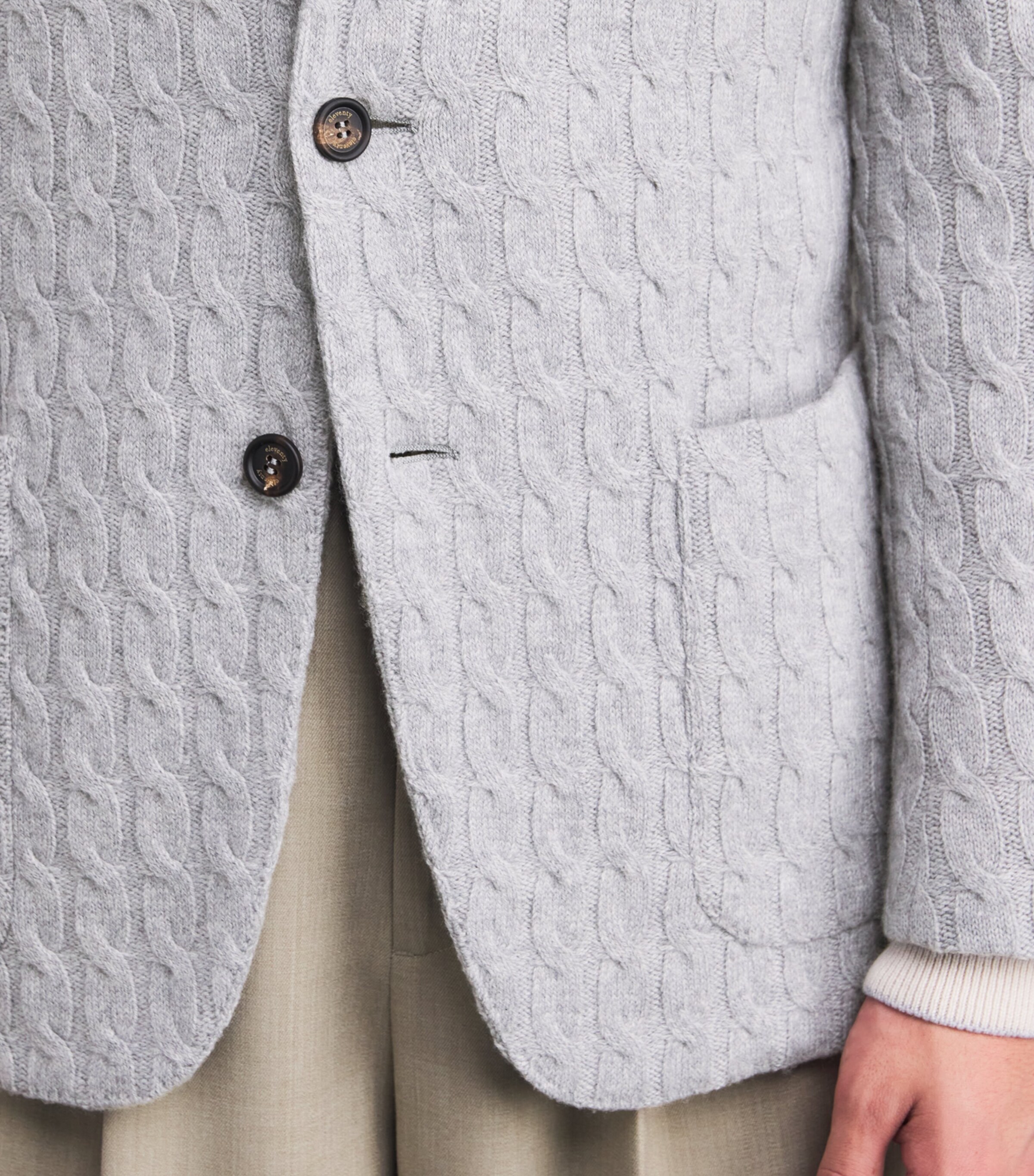 Wool-Cashmere Braided Blazer GRIGIO CHIARO MELANG Image 6