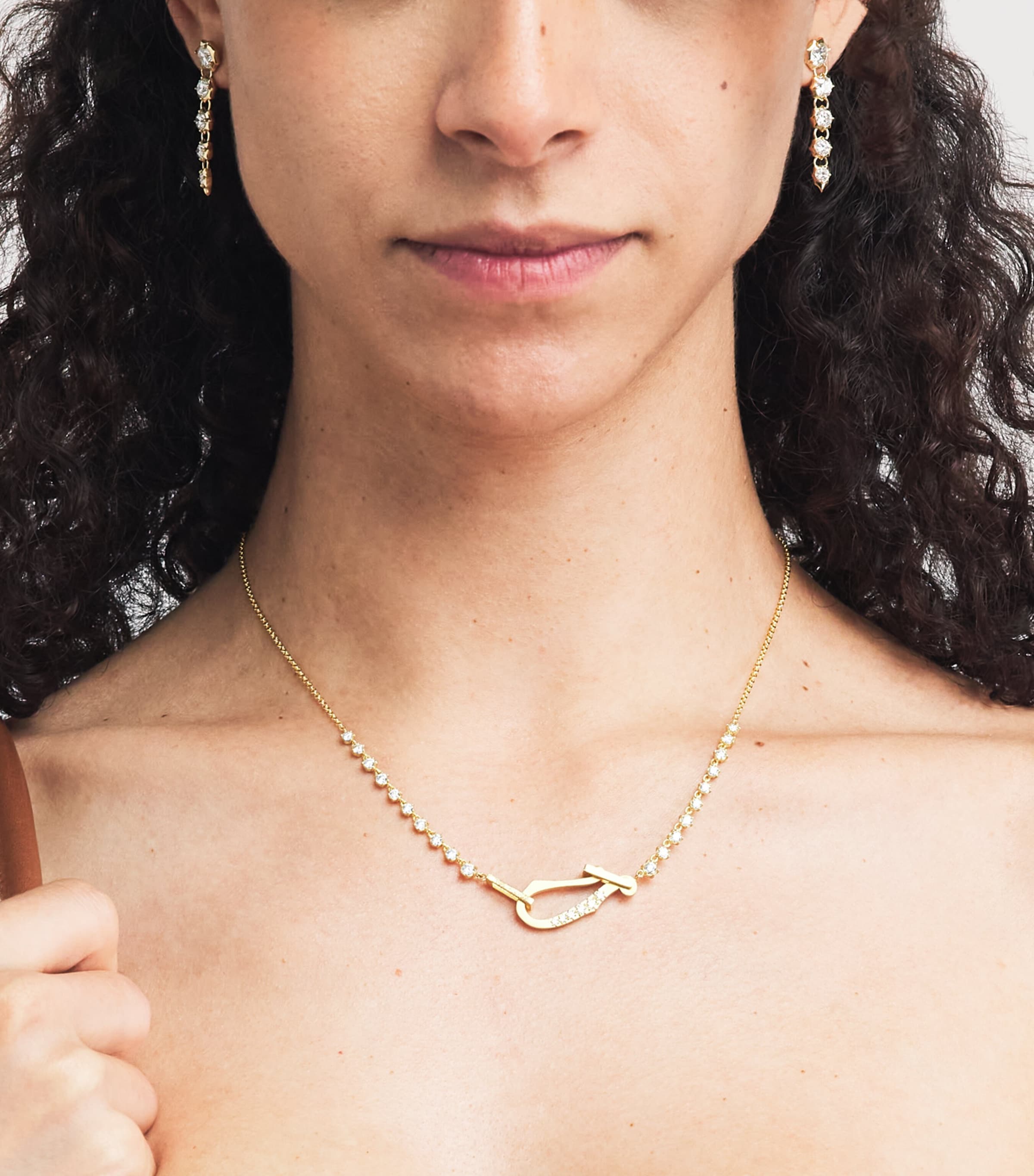 Jade Trau Yellow Gold and Diamond Line Lola Necklace Yellow Gold Image 2