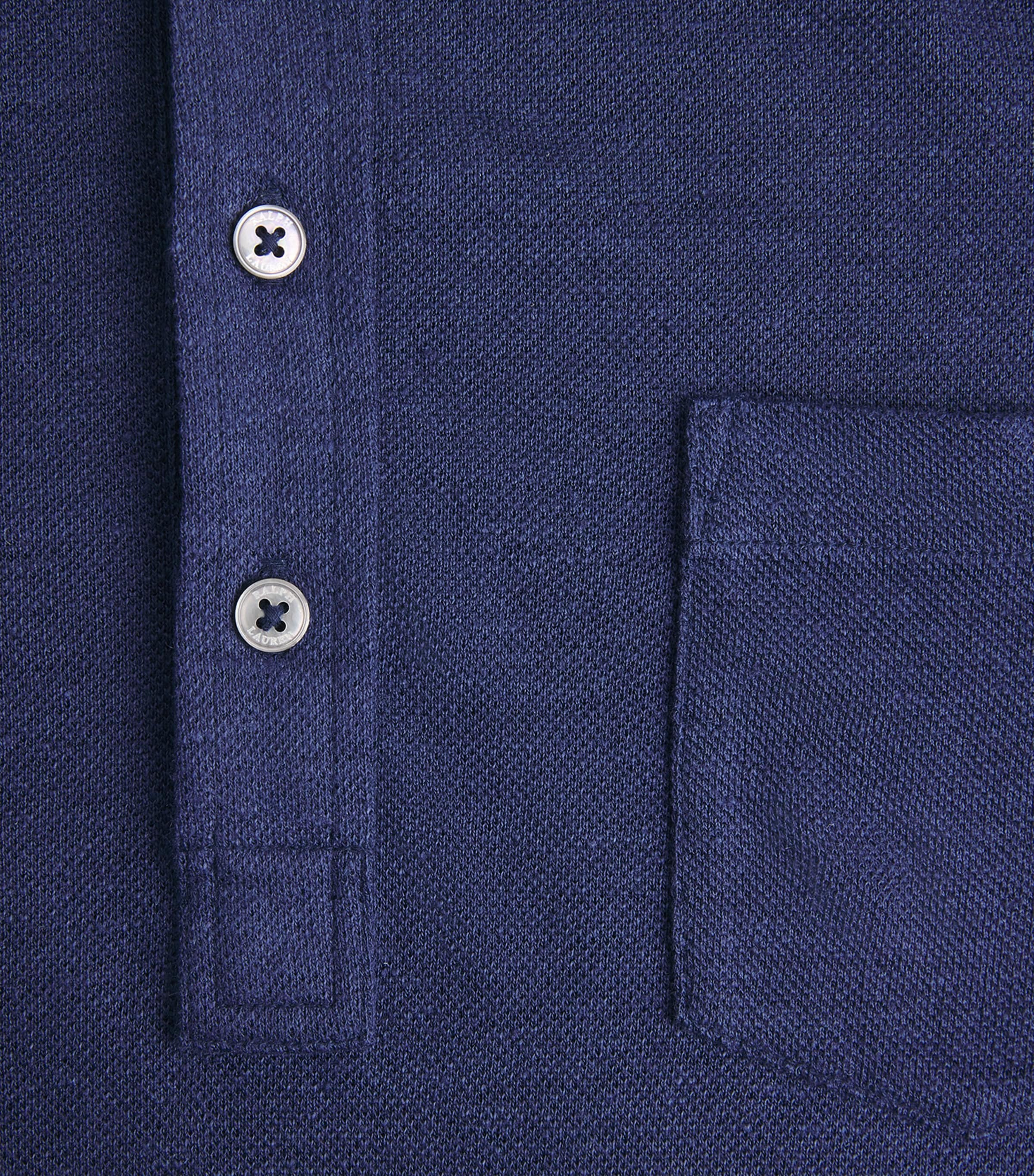 Polo Ralph Lauren Mens Linen Long-Sleeve Polo Shirt Newport Navy/smoke Image 6