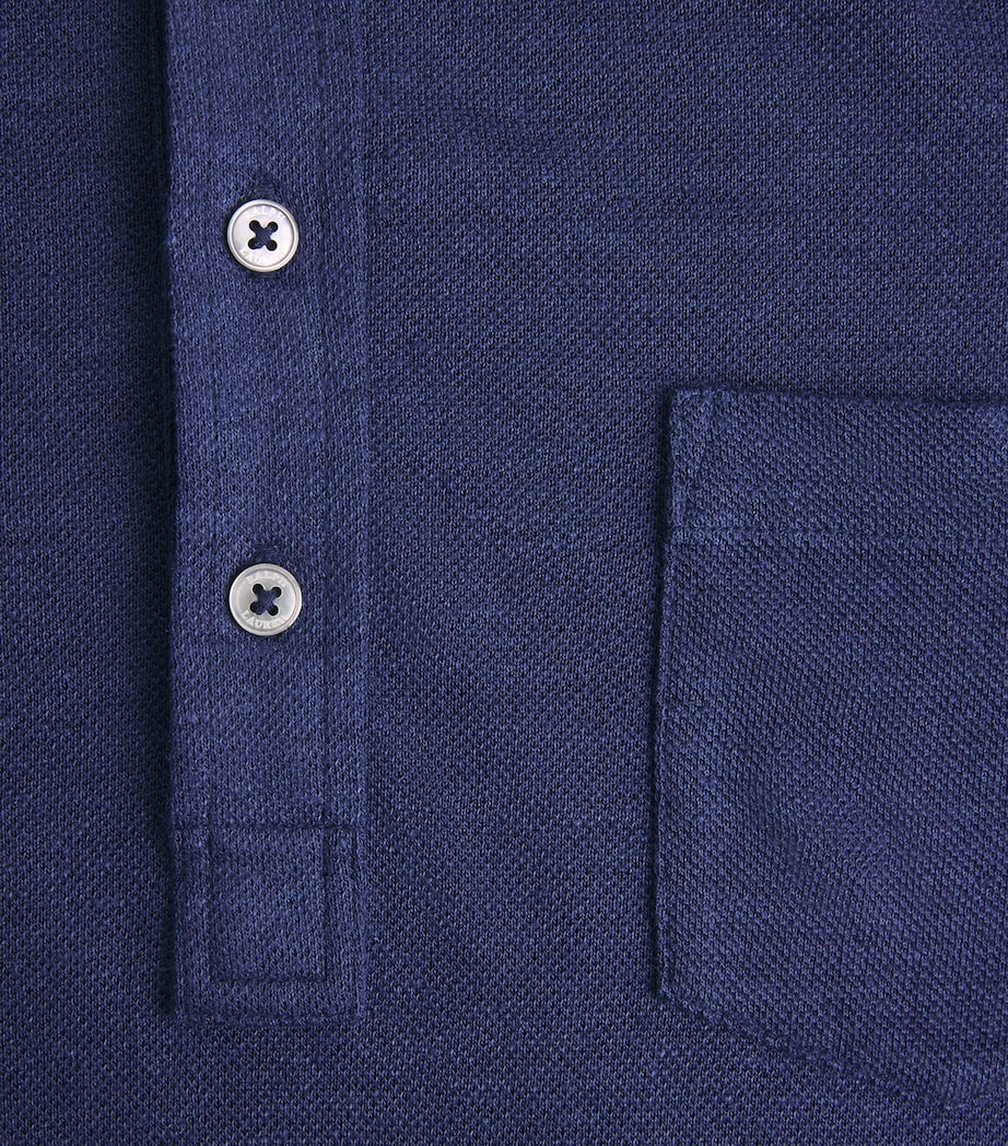 Polo Ralph Lauren Mens Linen Long-Sleeve Polo Shirt Newport Navy/smoke Image 6