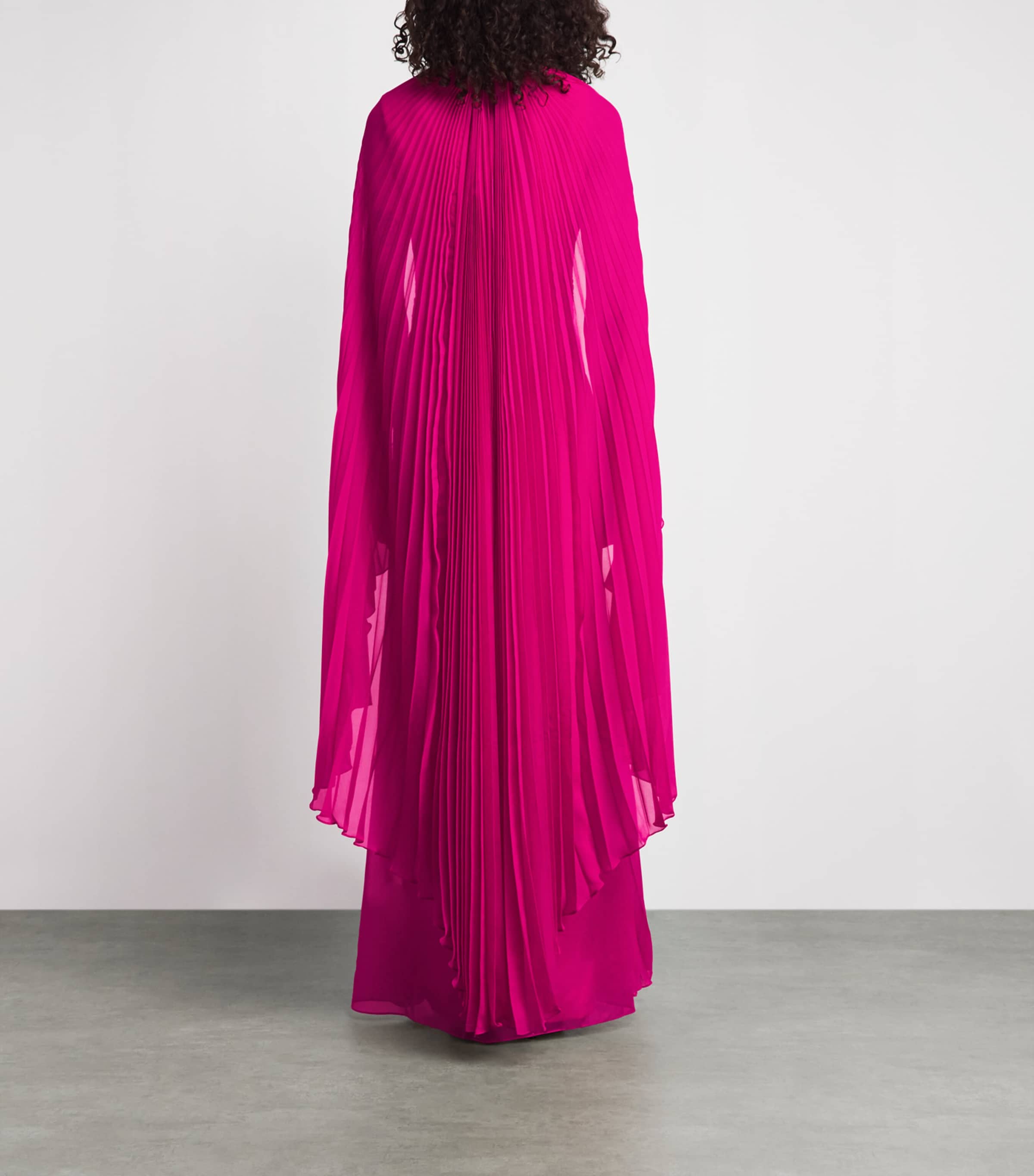 Gaurav Gupta Womens Pleated Cape Freya Gown French Fuschia Image 4