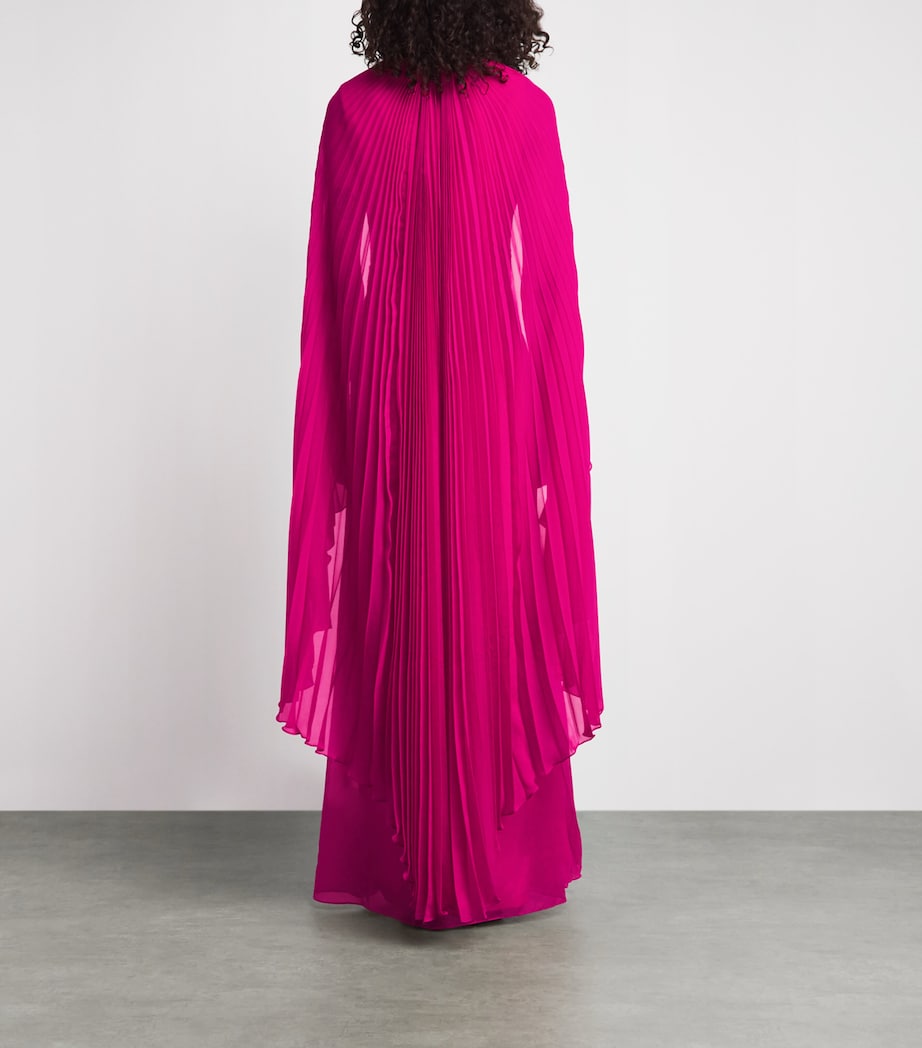 Gaurav Gupta Womens Pleated Cape Freya Gown French Fuschia Image 4
