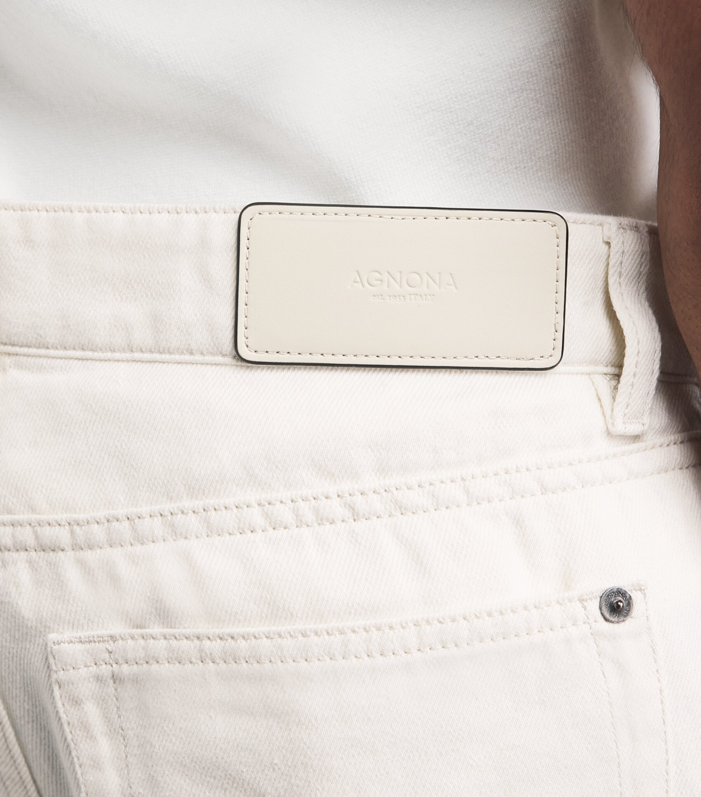 Agnona Mens Cotton-Linen Straight Jeans White Image 3