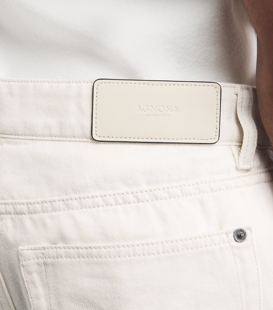 Agnona Mens Cotton-Linen Straight Jeans White Image 3