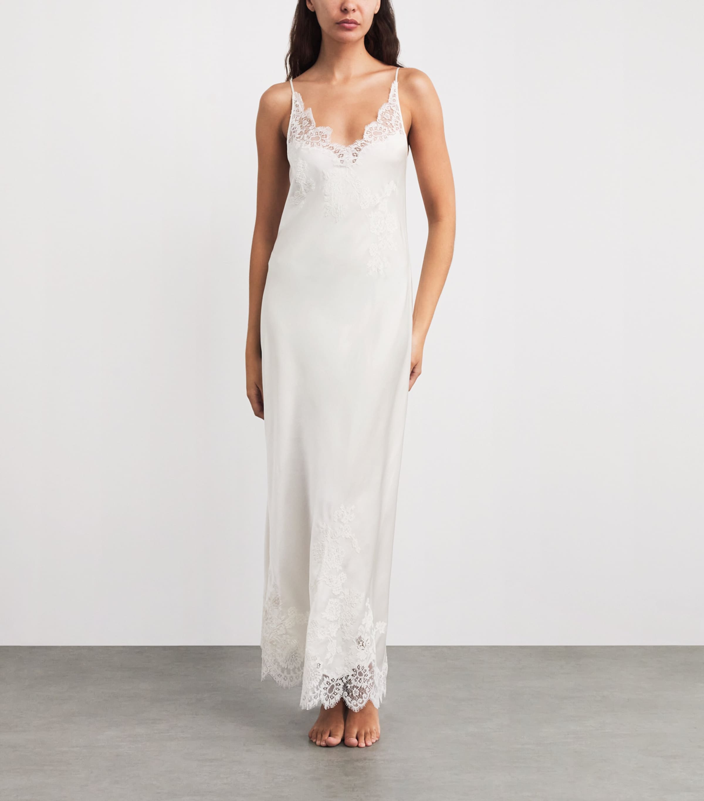 Carine Gilson Womens Silk Lace-Trim Julia Slip Dress Naturel/naturel Image 2