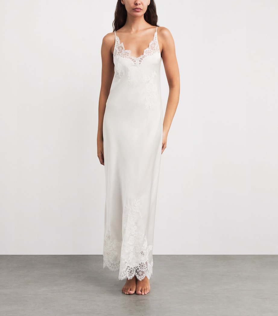 Carine Gilson Womens Silk Lace-Trim Julia Slip Dress Naturel/naturel Image 2