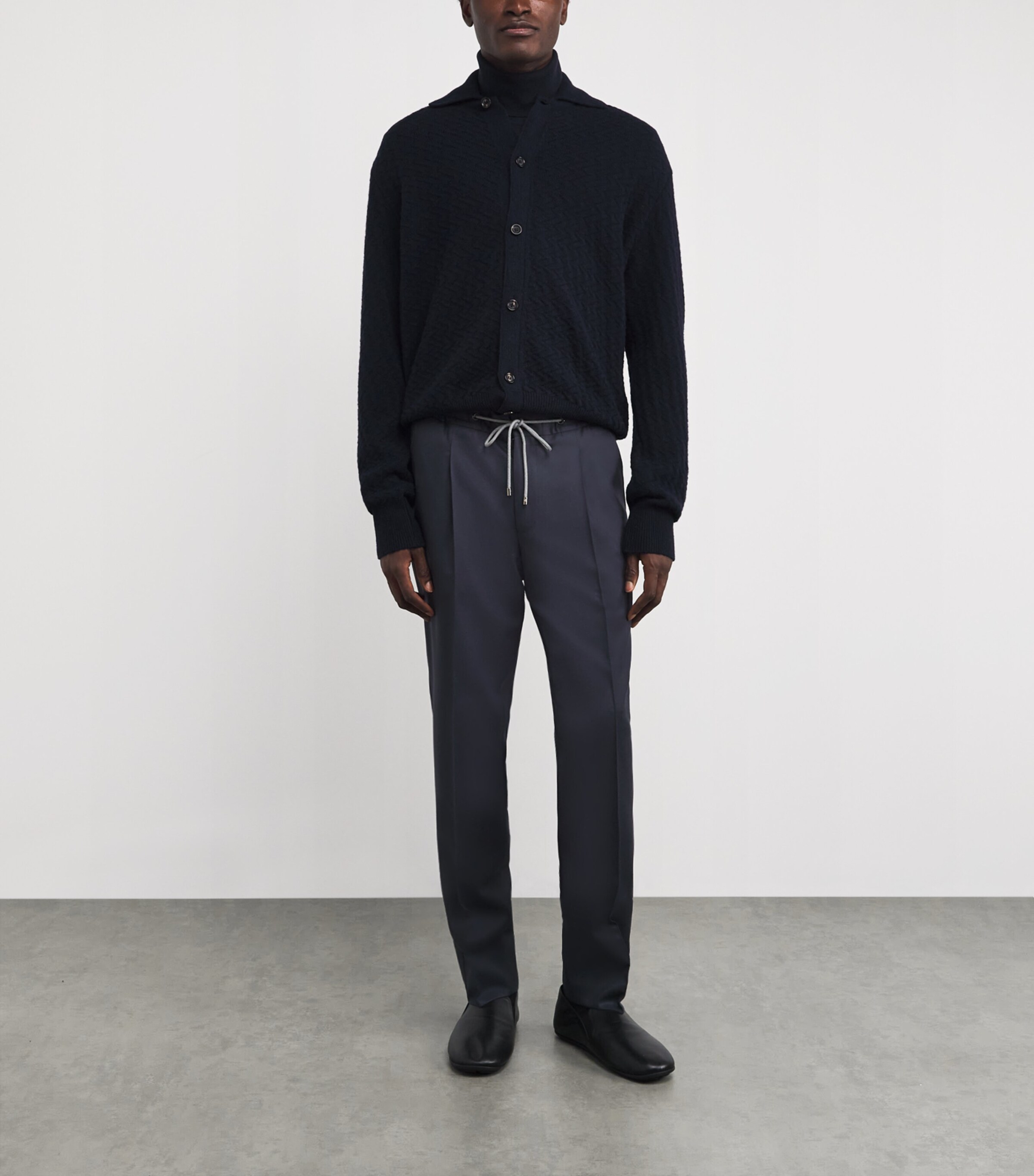 Wool Drawstring Trousers 010 BLUE MELANGE Image 2