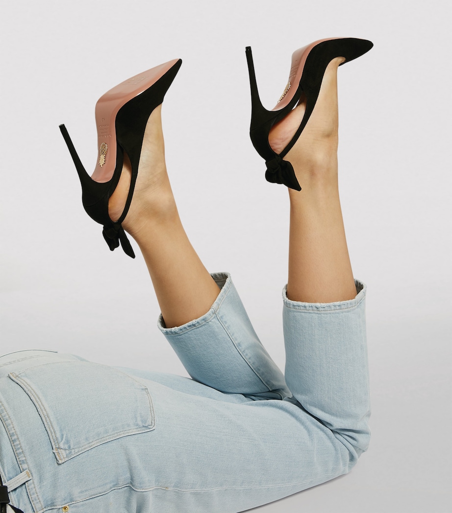 Suede Bow Tie Pumps 105 BLACK Image 6