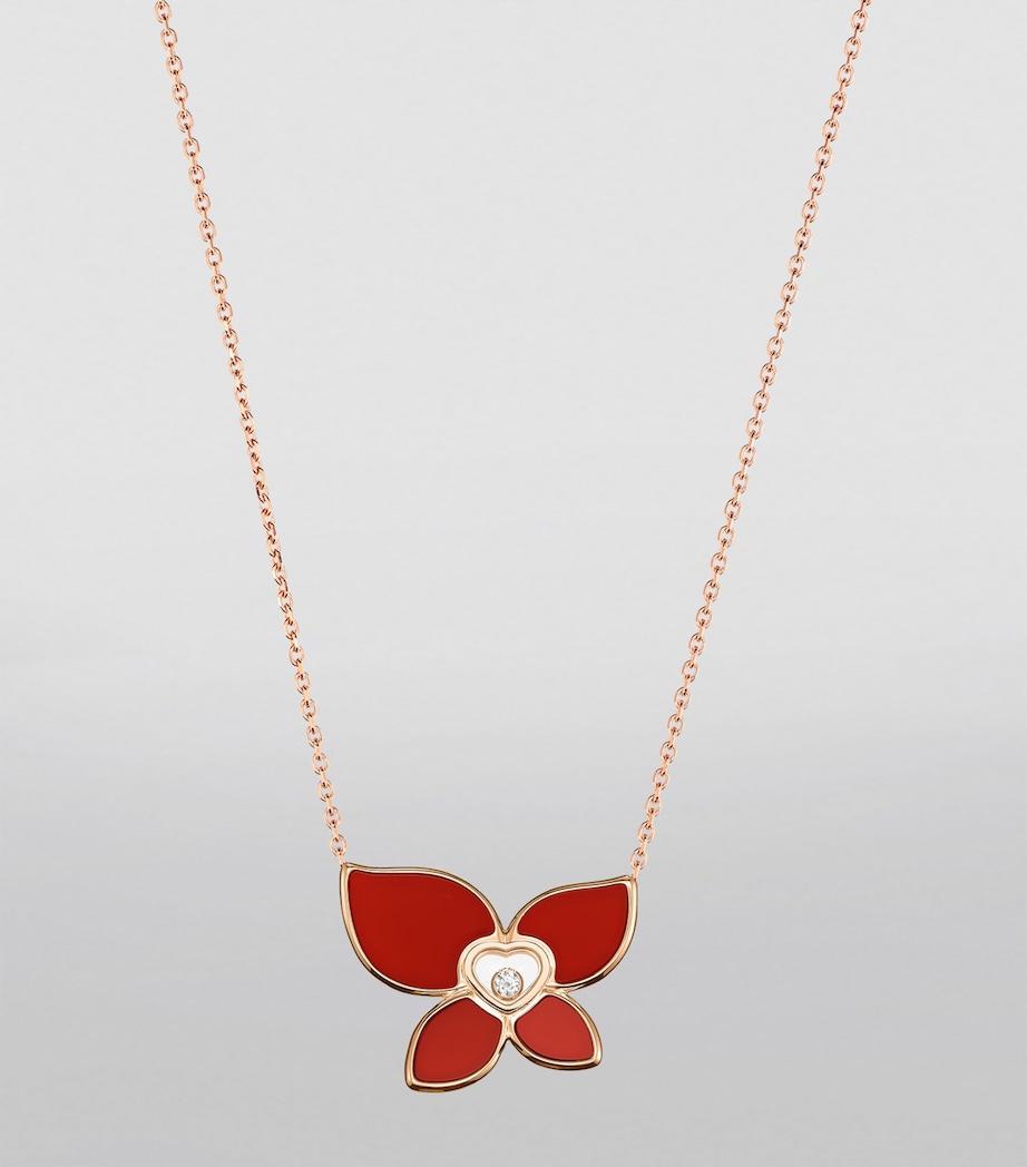 Chopard x Mariah Carey Rose Gold, Diamond and Carnelian Happy Butterfly Pendant Necklace Rose Gold Image 4