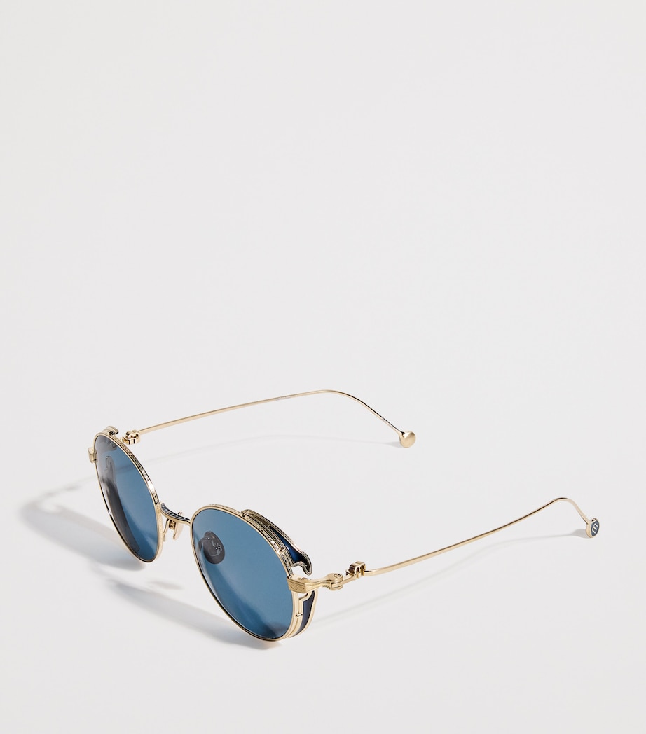 M3152 Round Sunglasses BRUSHED GOLD BLUE Image 2