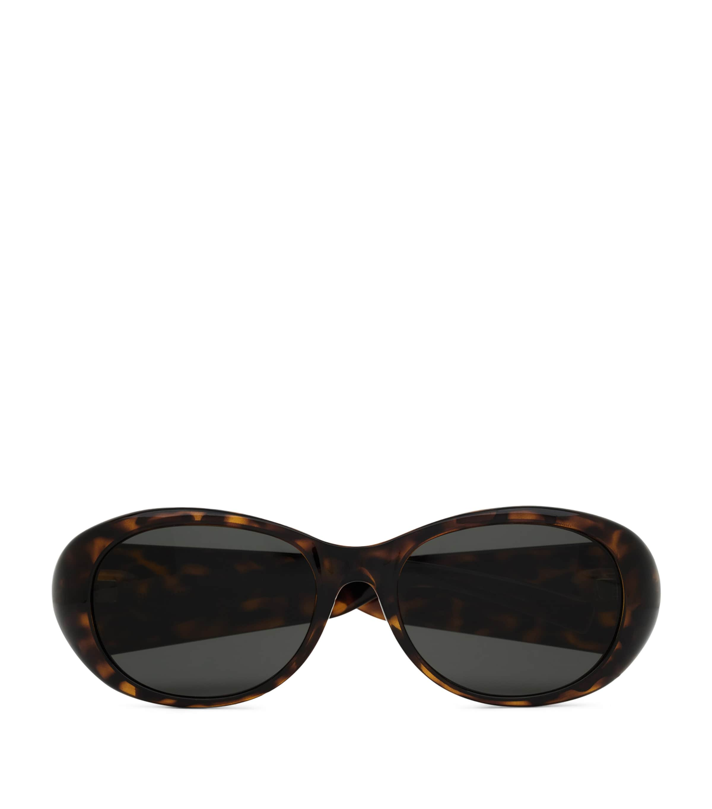 Saint Laurent Tortoiseshell Pillowed Oval Sunglasses In Brown