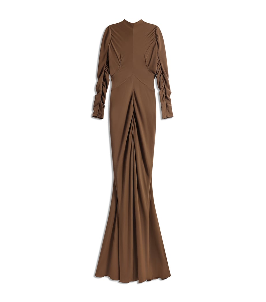 Schiaparelli Womens Silk Gathered Gown Brown Image 1