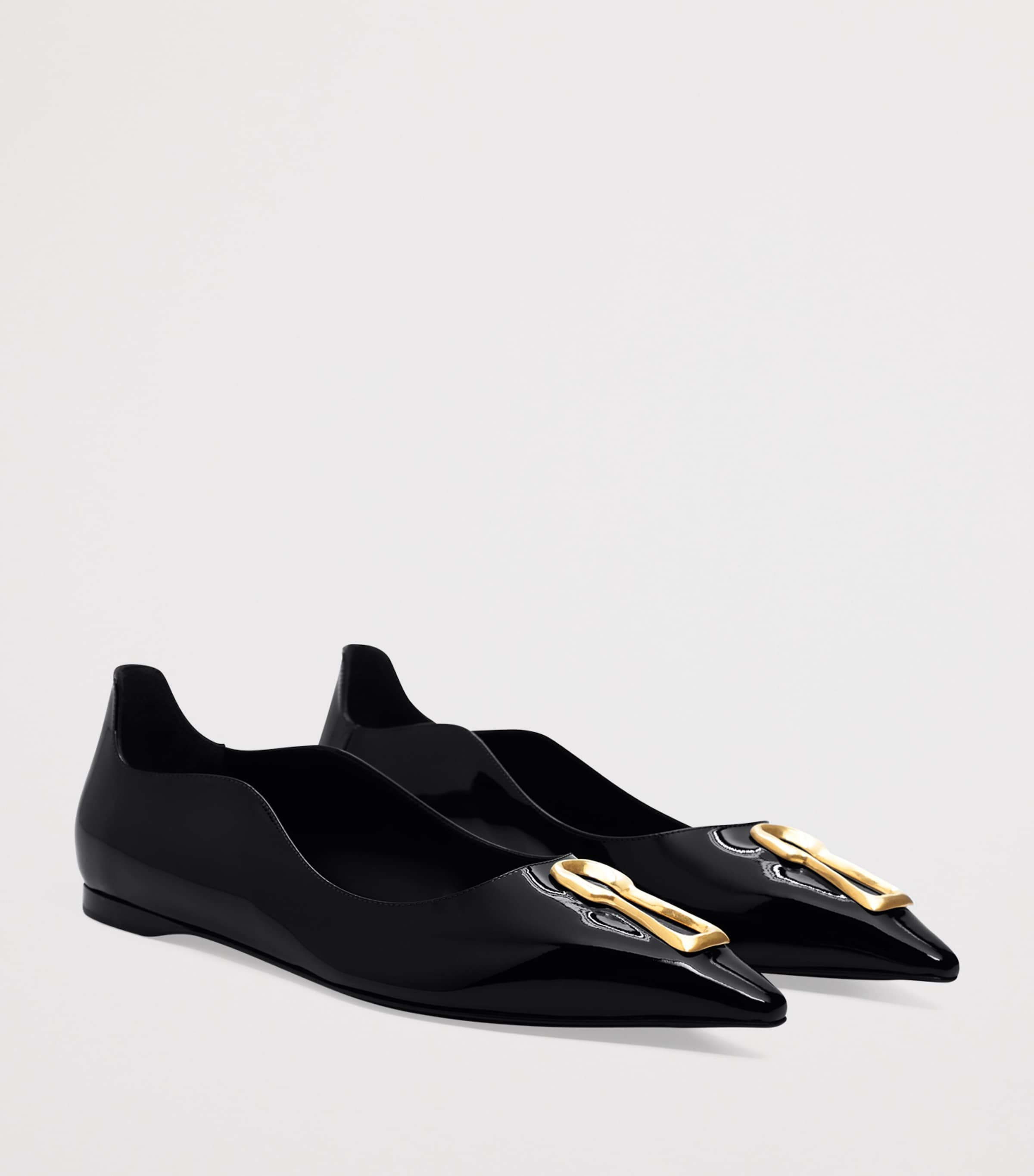 Leather Keyhole Ballet Flats 999 BLACK Image 2
