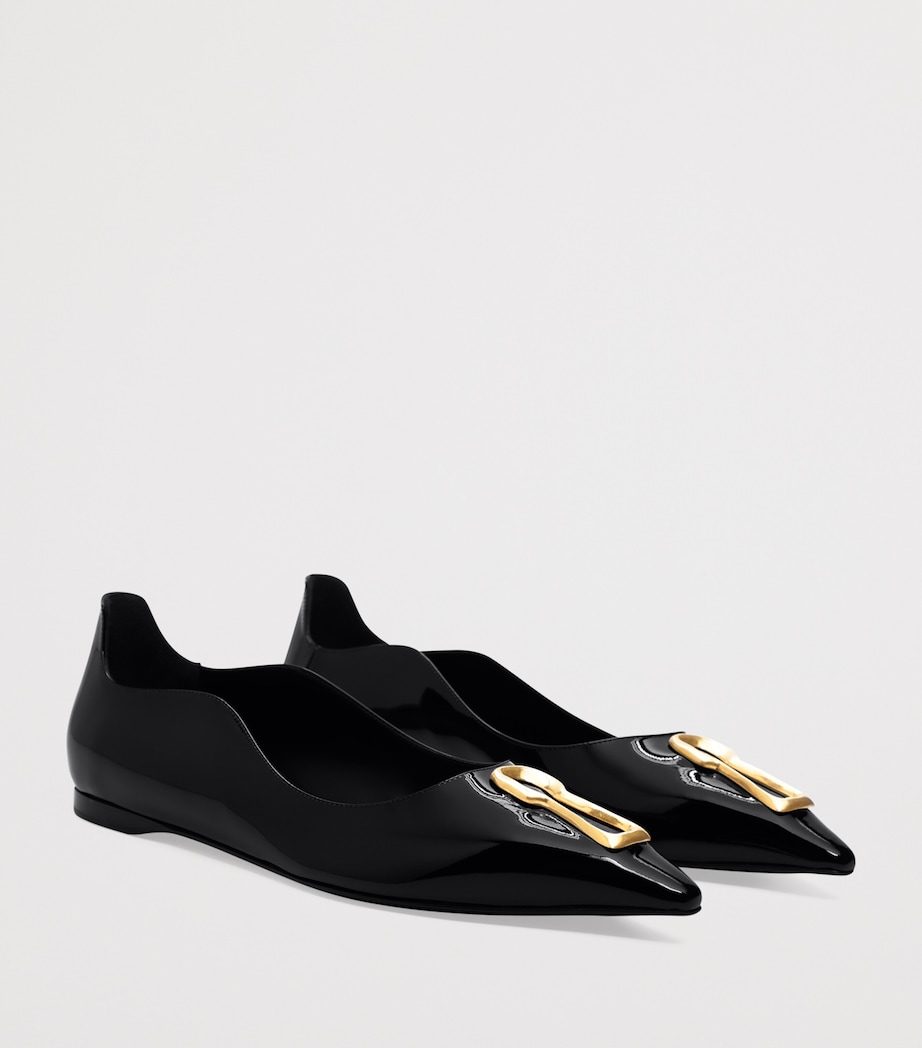 Leather Keyhole Ballet Flats 999 BLACK Image 2