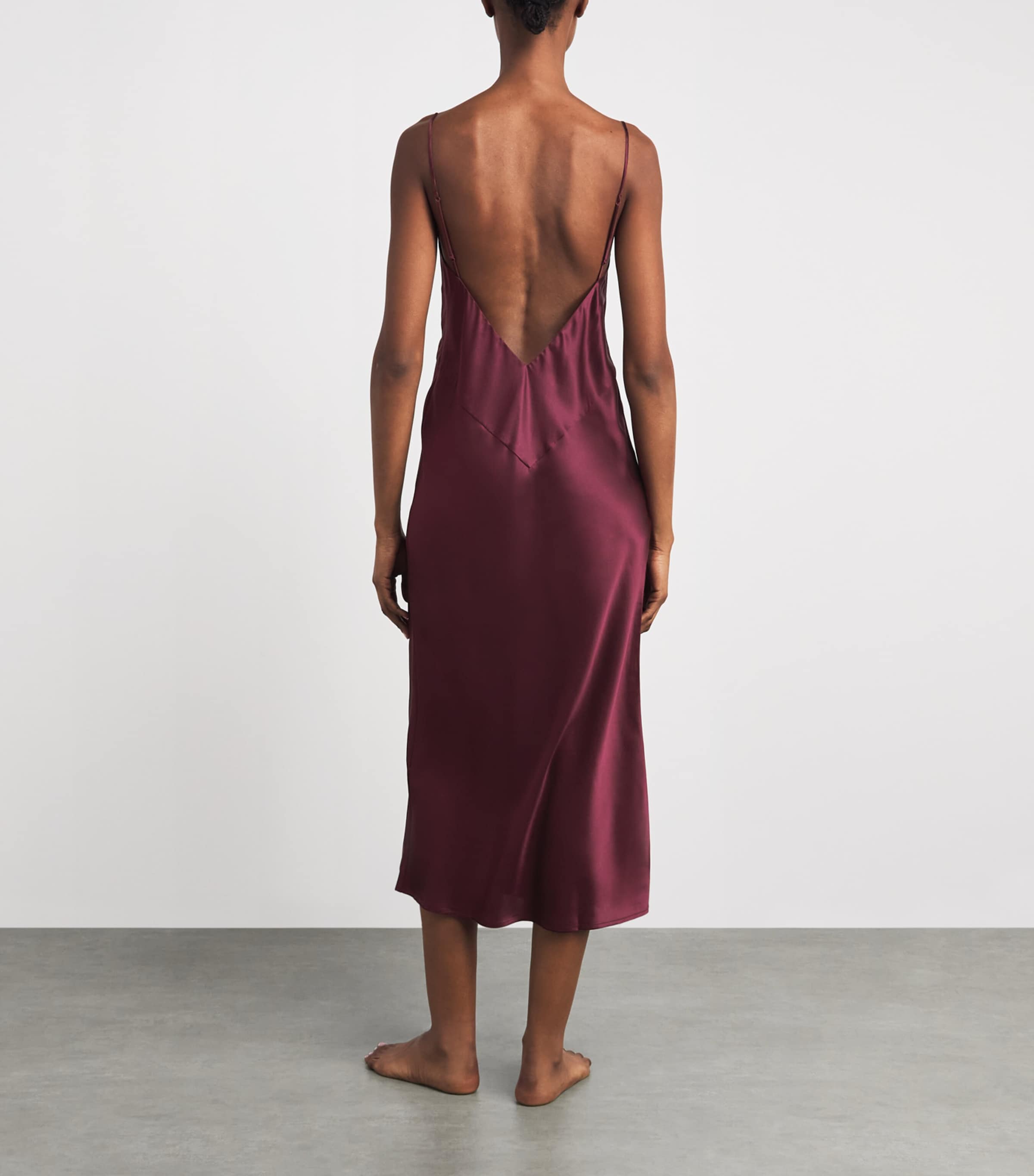 Olivia von Halle Womens Silk Ilse Midi Slip Dress Raisin Image 4