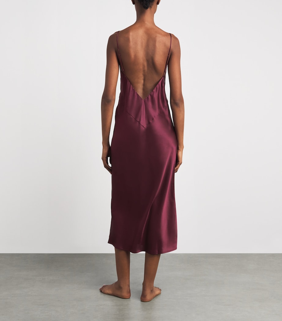 Olivia von Halle Womens Silk Ilse Midi Slip Dress Raisin Image 4