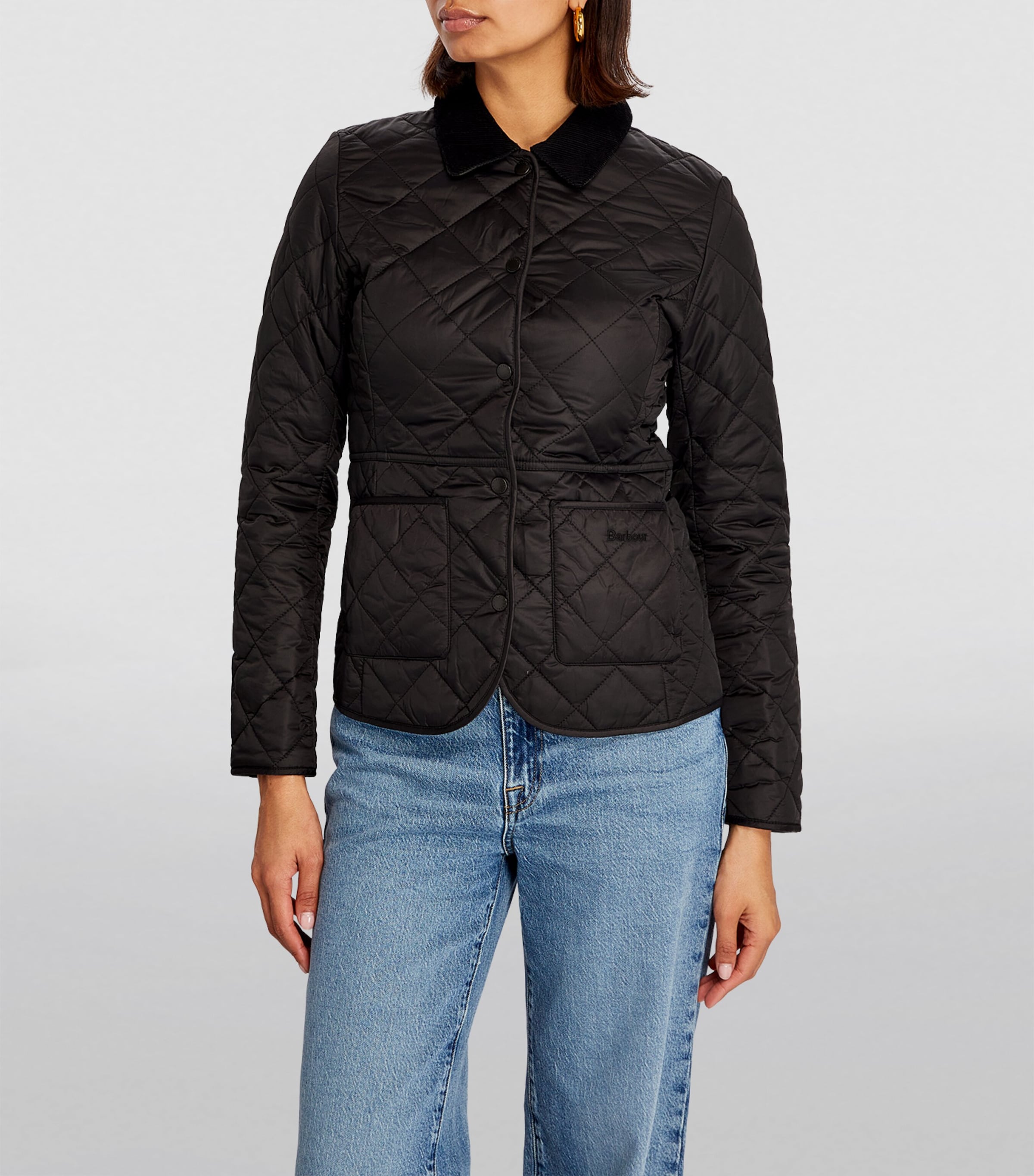 Barbour Womens Quilted Deveron Jacket Black Olive Image 3
