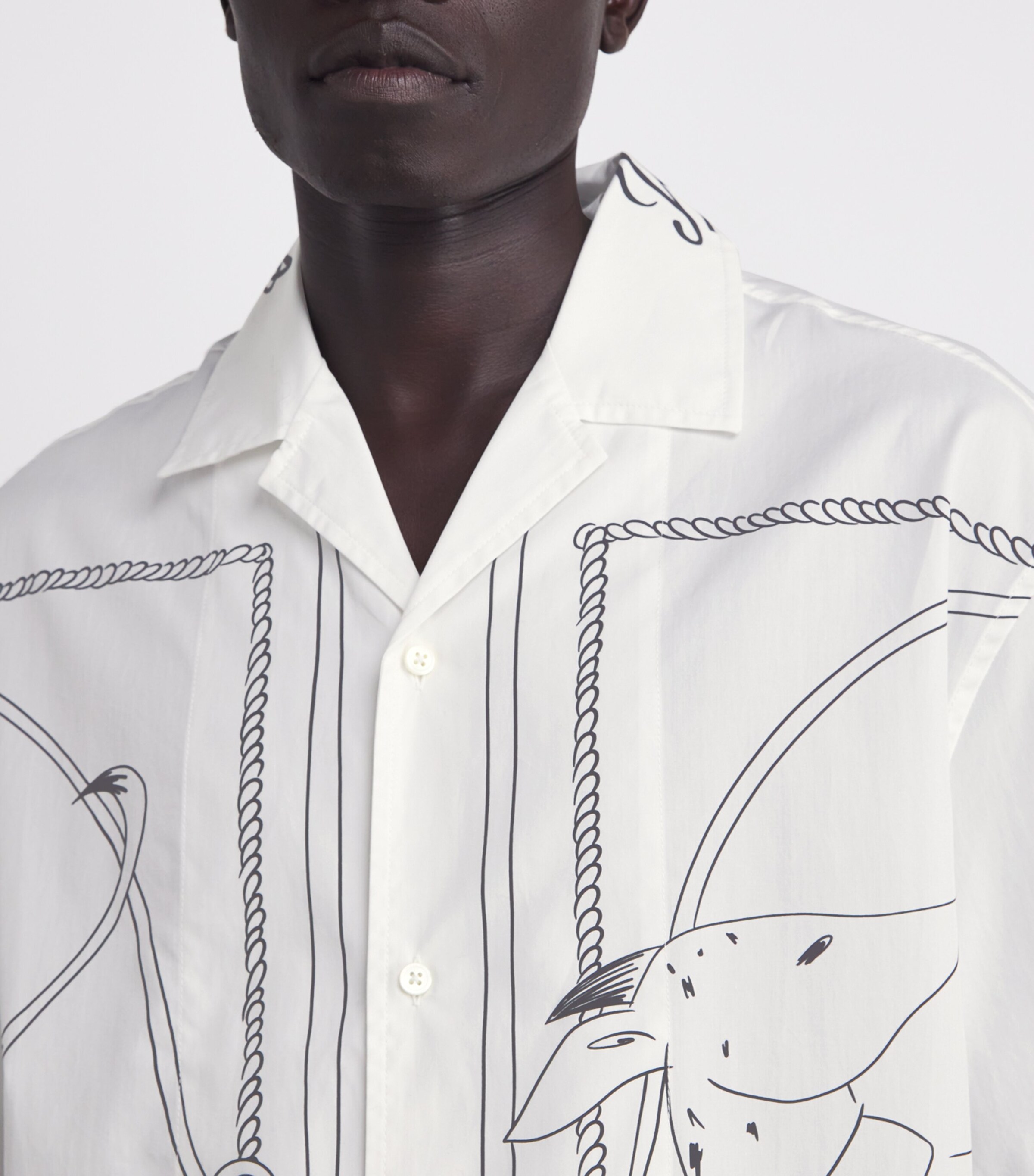 Cotton Illustration Shirt 1KT-PRINT DOG WH/BLC Image 6