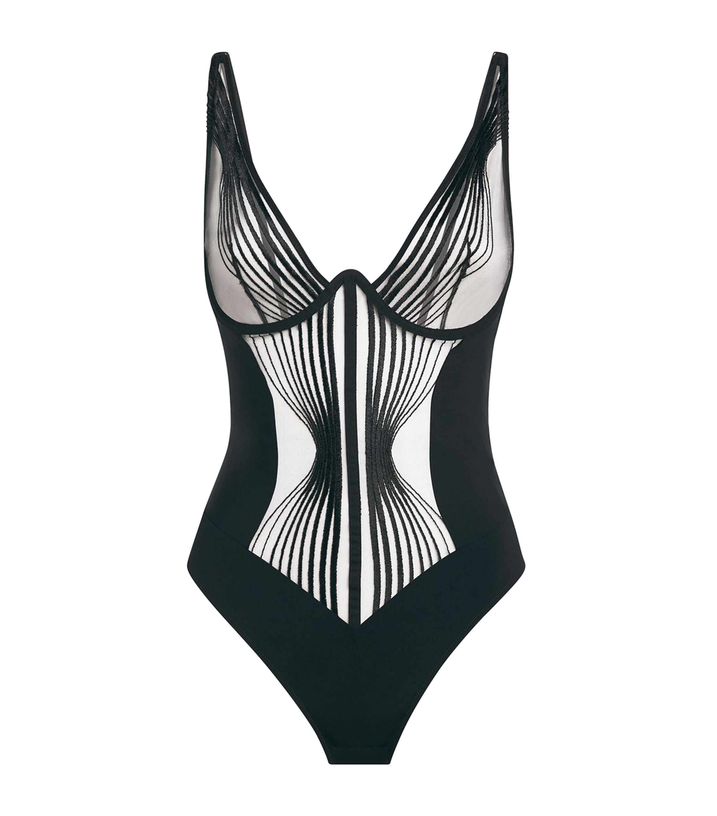 Aubade X Cindy Bruna Sumptuous Waves Bodysuit In Black