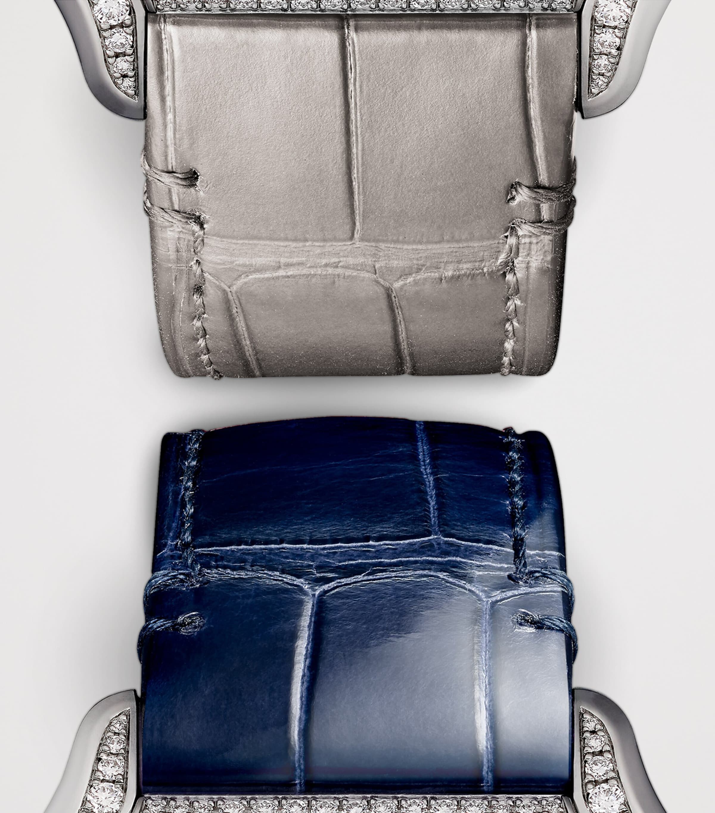 Medium White Gold and Diamond Santos de Cartier Watch 35mm SILVERED Image 3