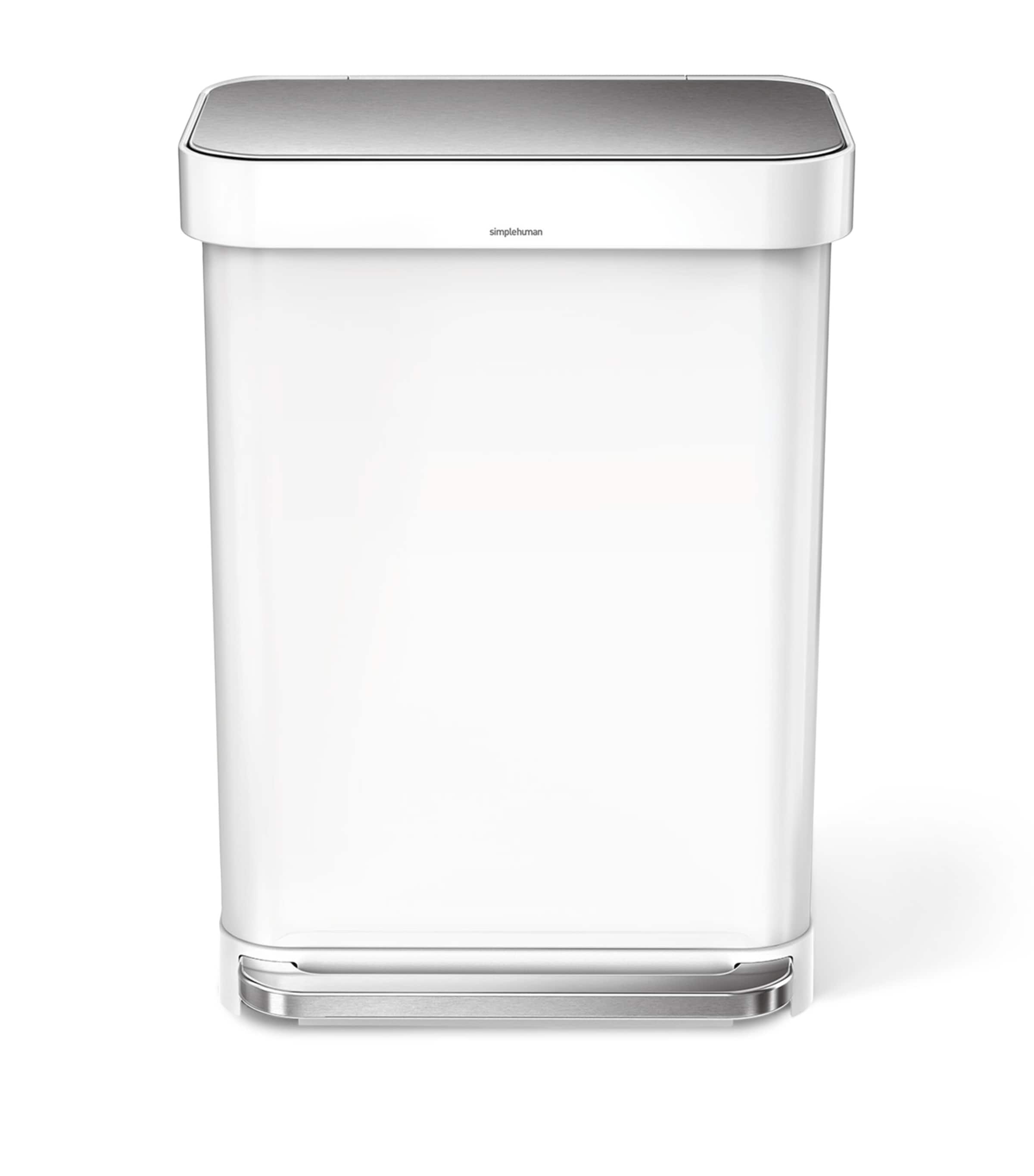 Simplehuman Rectangular Pedal Bin (55L) White Image 1