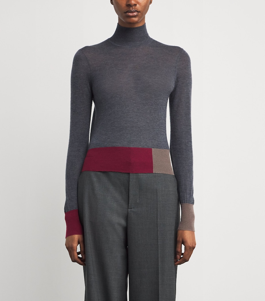 Cashmere High-Neck Sweater SMOKE COMBO Image 3