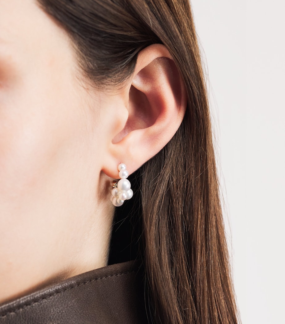 Sophie Bille Brahe Yellow Gold and Pearl Boucle Botticelli Hoop Earrings Yellow Gold Image 2