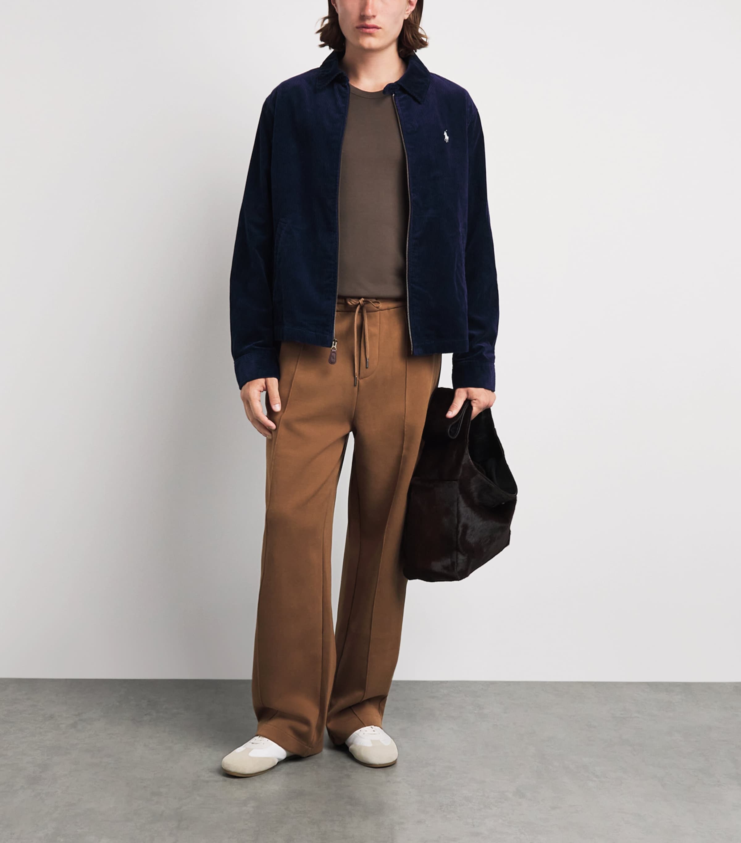 Polo Ralph Lauren Mens Pintuck Polo Pony Sweatpants Luggage Brown Image 2