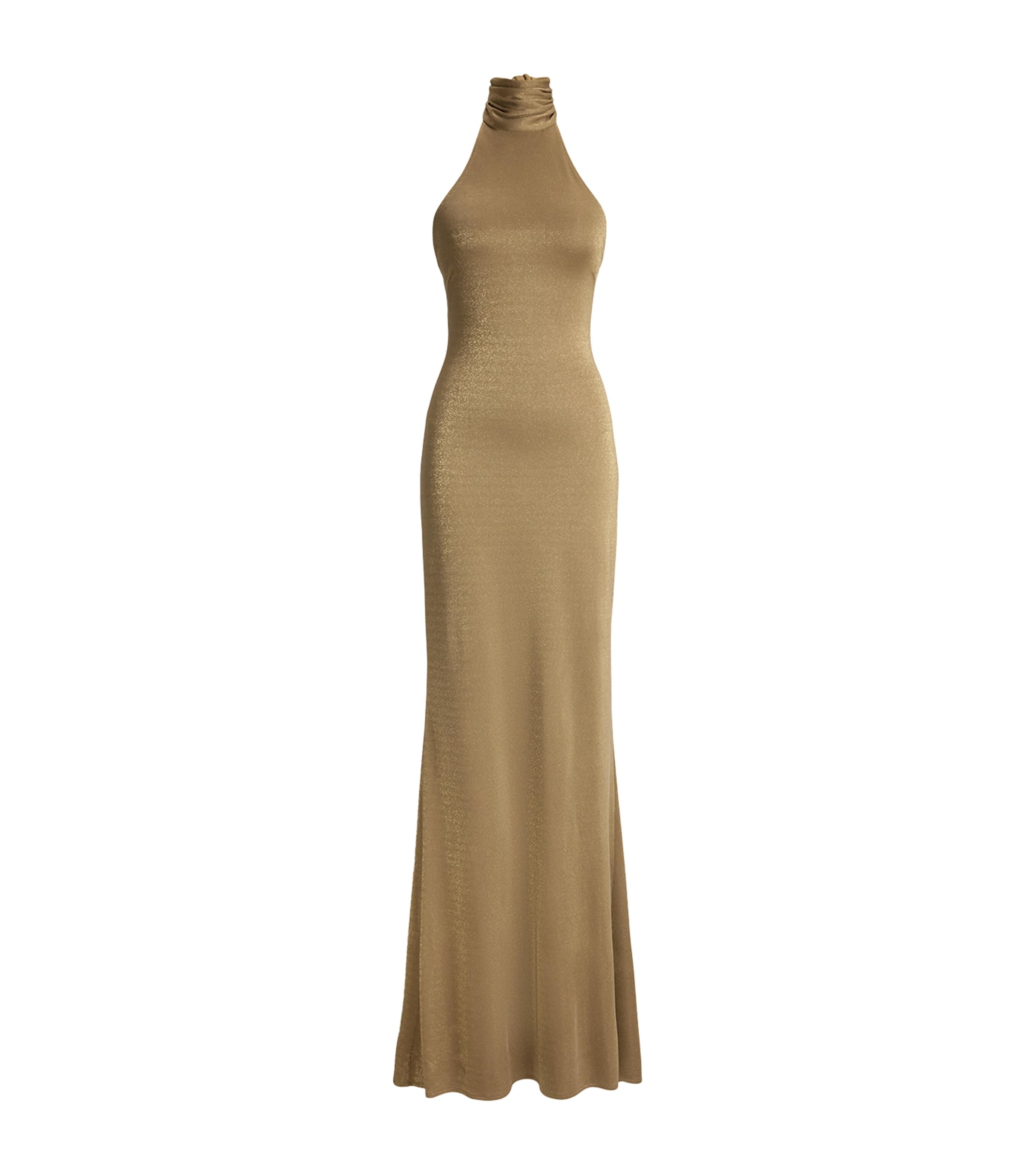 Ralph Lauren Collection Womens Kelsie Metallic Maxi Dress Antique Gold Image 1
