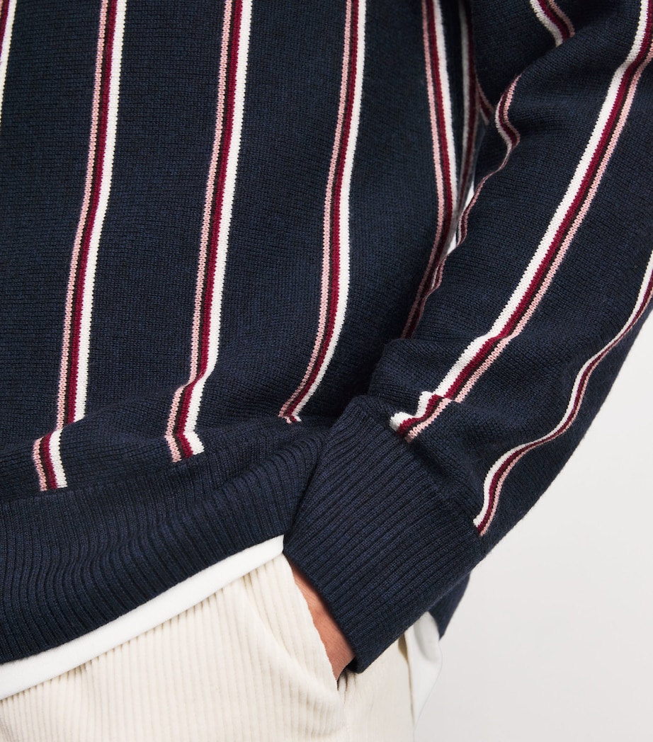 Cotton-Cashmere Stripe Cardigan MIDNIGHT MULTI Image 6