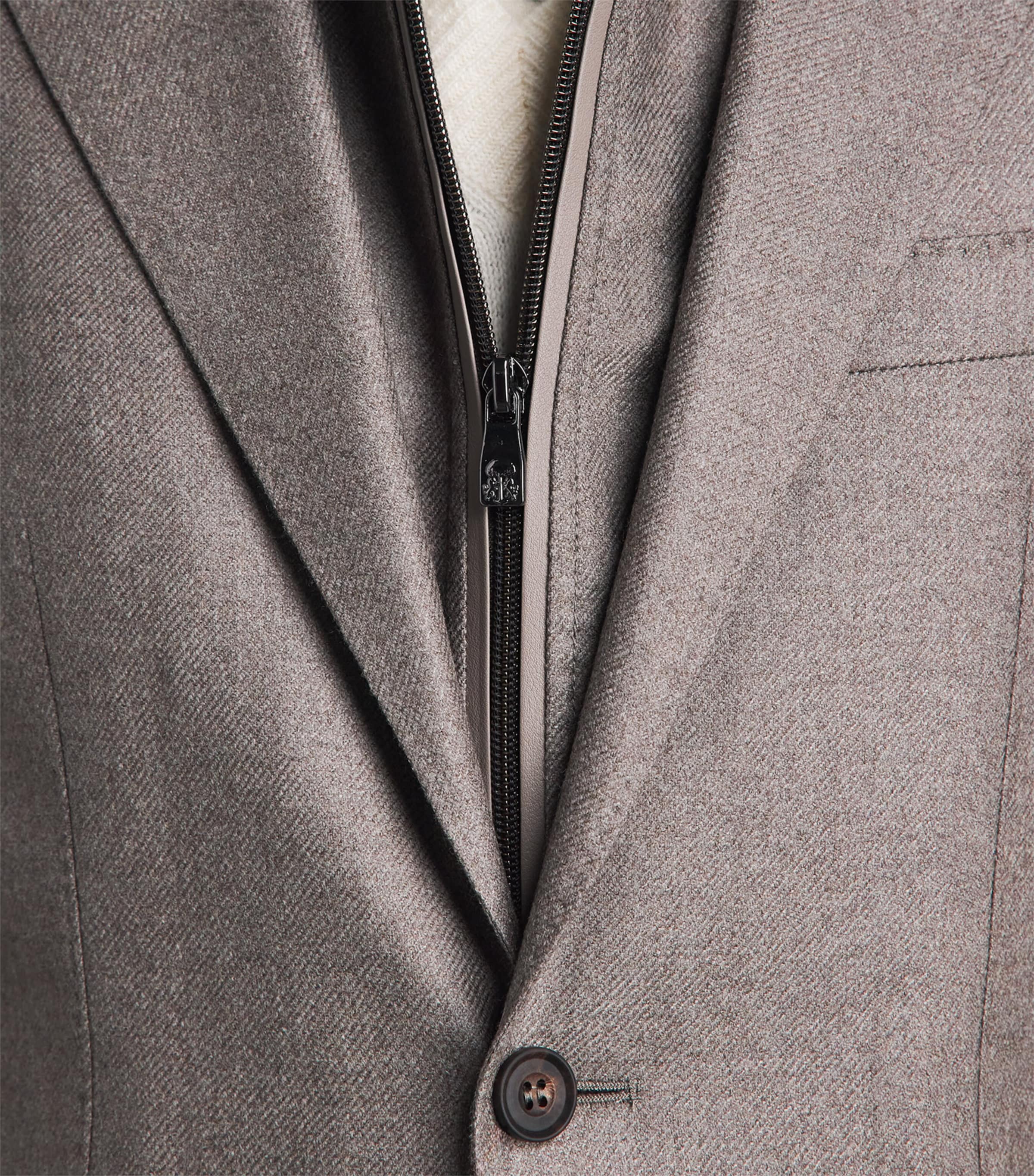 Corneliani Mens Virgin Wool-Cashmere Blazer Natural / Beige Image 6