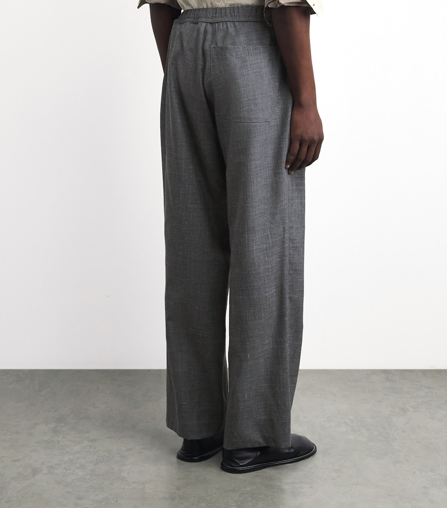 Officine Generale Mens Organic Cotton Drawstring Nilson Trousers Midgrey/ecru Image 5