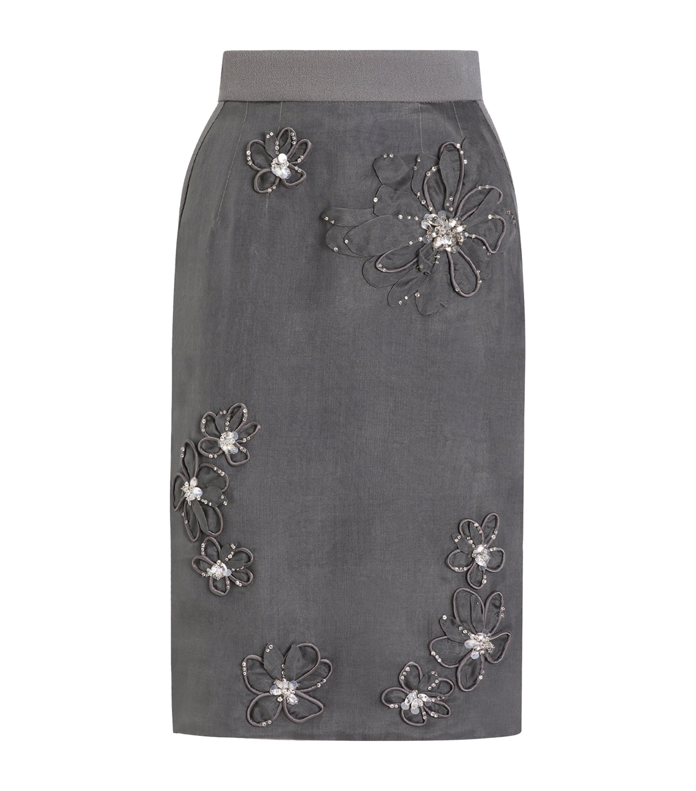 Dolce & Gabbana Organza Midi Skirt With Flower Embroidery