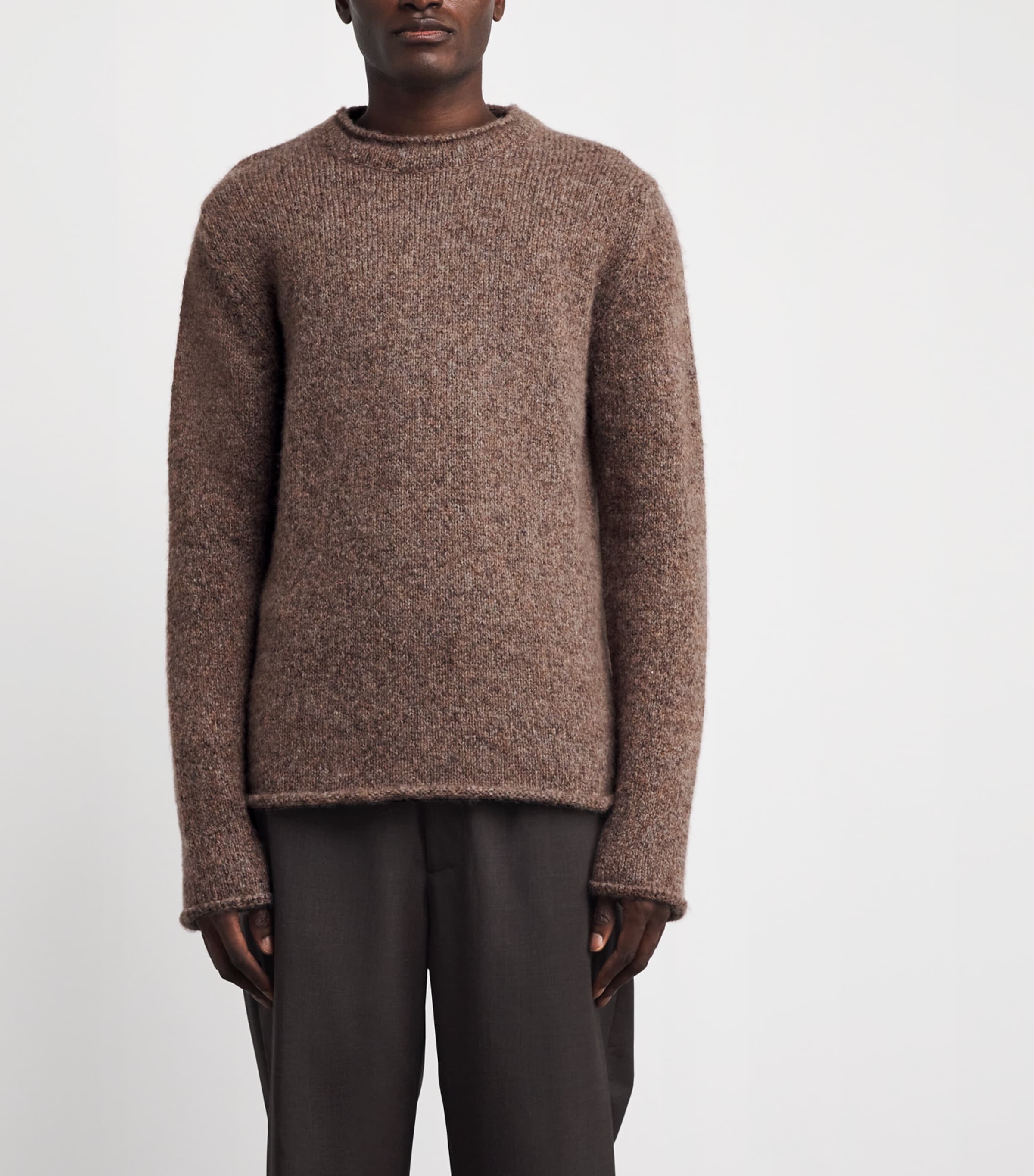 Johnstons Of Elgin Mens Cashmere-Silk Sweater Molasses Mix Image 4