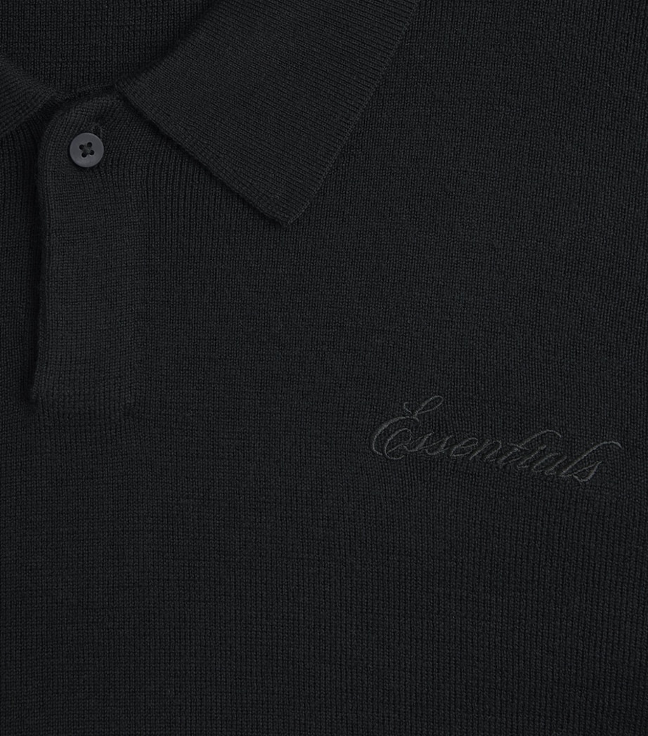 FEAR OF GOD ESSENTIALS Mens Knitted Signature Polo Sweater Vintage Black Image 6
