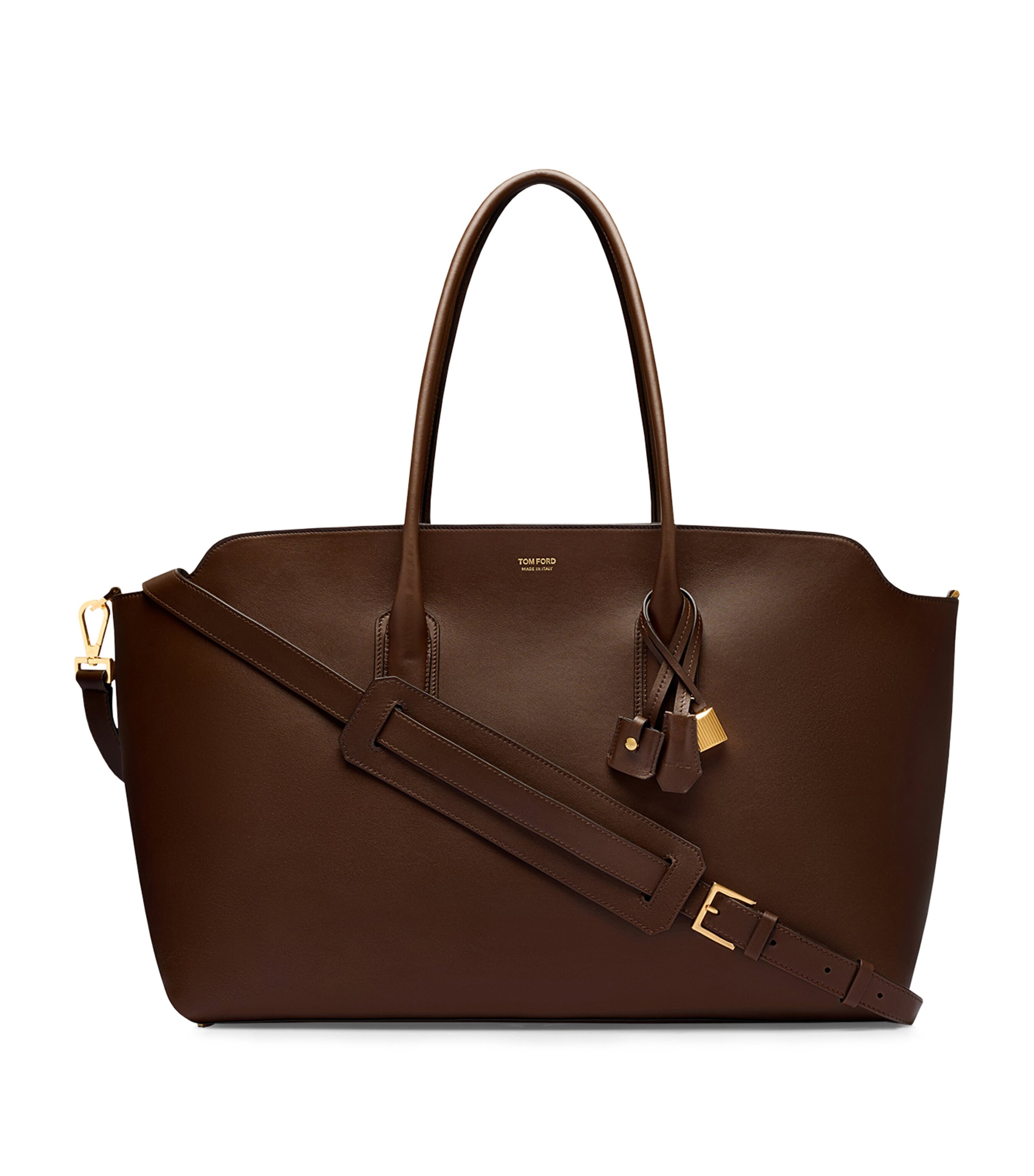 Tom Ford Leather East-west Alexander Tote Bag In Brown