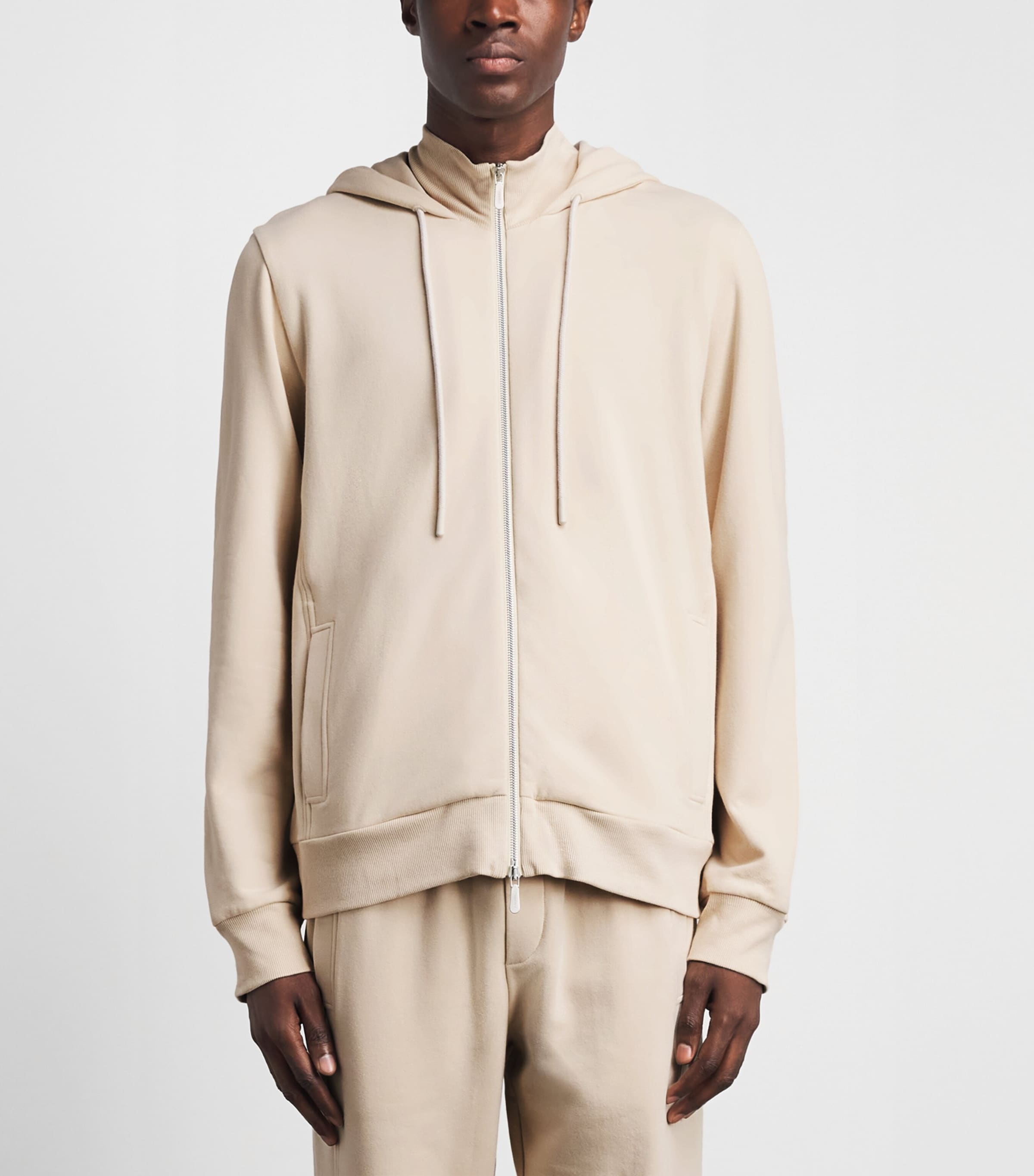 Zimmerli Mens Winter Lounge Zip-Up Hoodie Beige Image 3