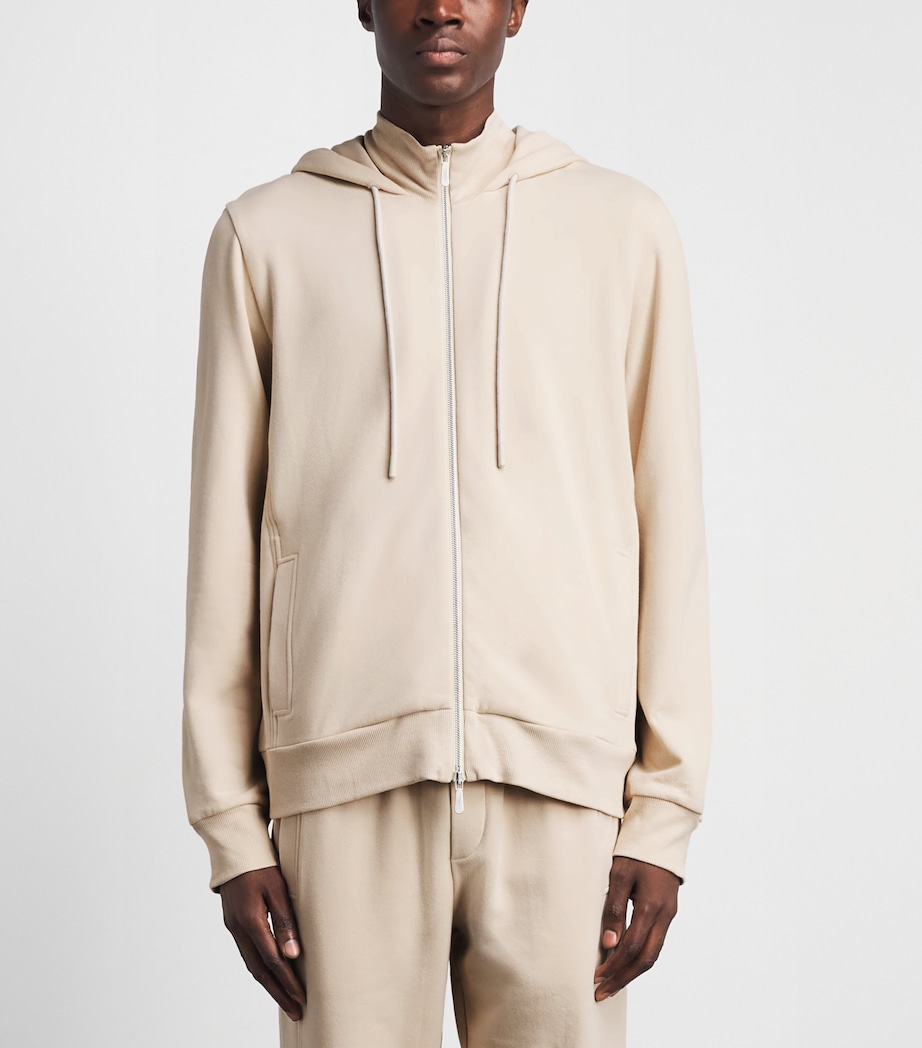 Zimmerli Mens Winter Lounge Zip-Up Hoodie Beige Image 3