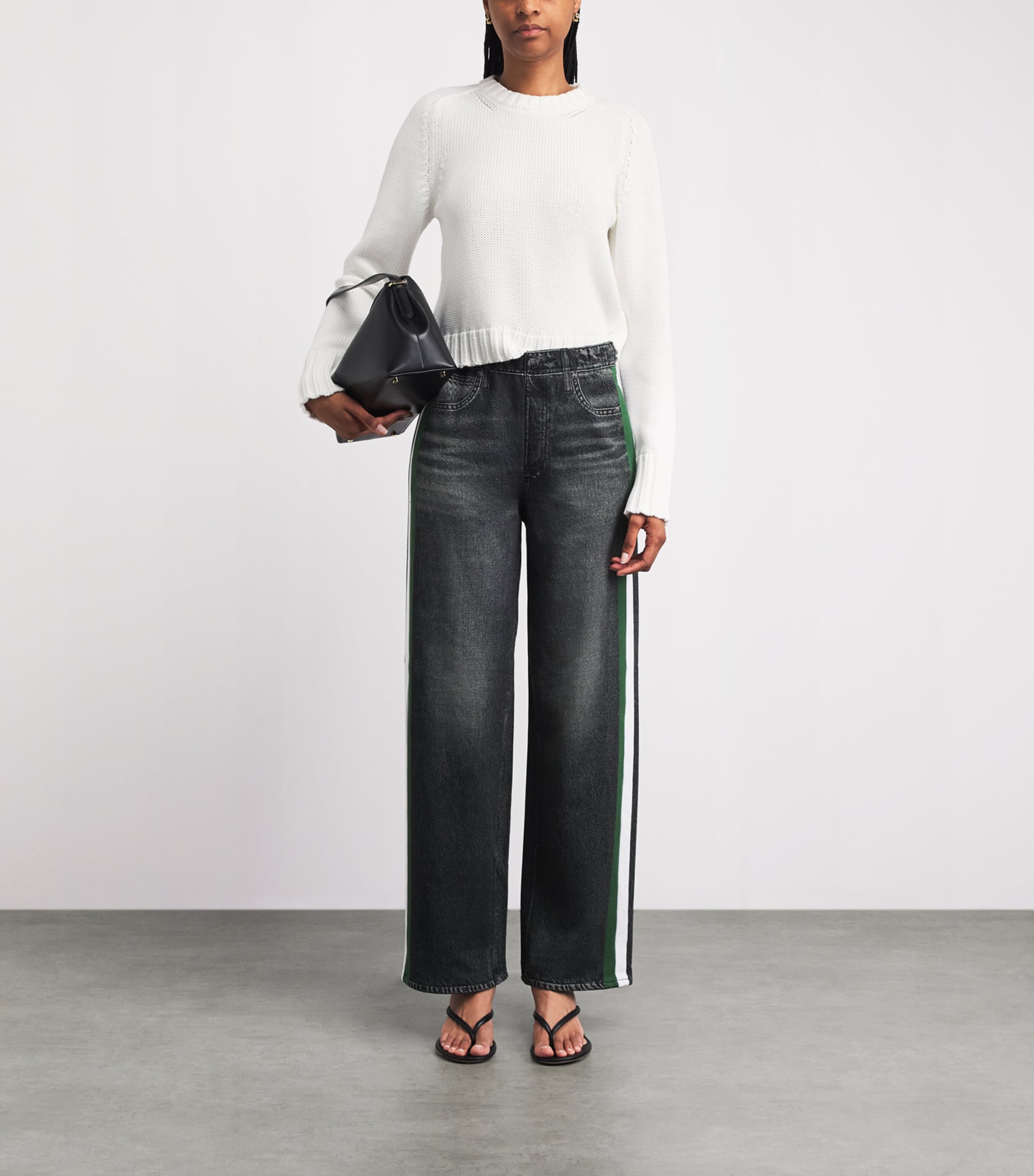 ME+EM Womens Organic Cotton Essential Crop Sweater Optic White Image 2