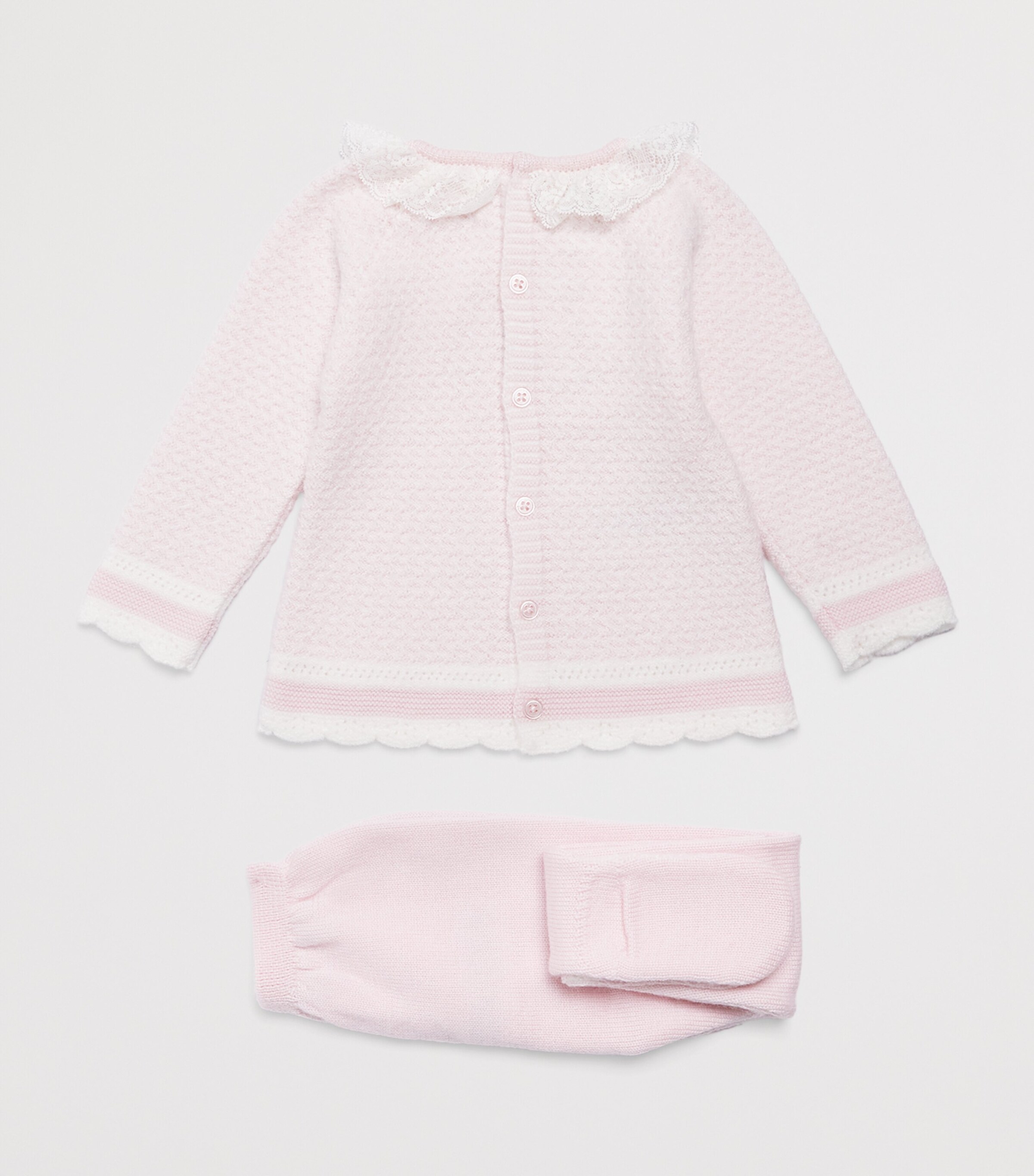 Paz Rodriguez Cotton Sweater and Leggings Set (3-12 Months) Light Pink/cream Image 2